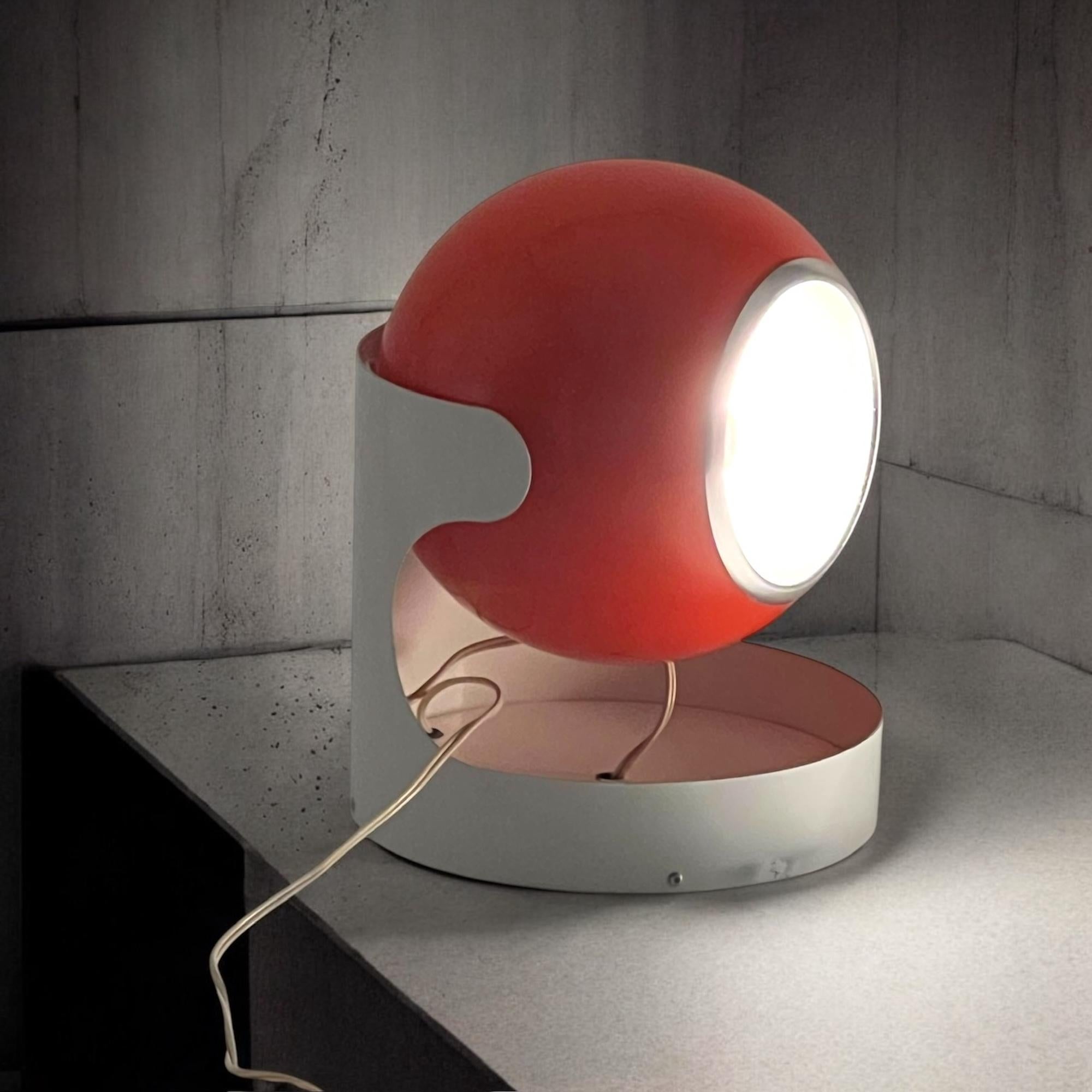 Large 70s Orange Eyeball Lamp by Luci Illuminazione - MCM Italian Design Light 4