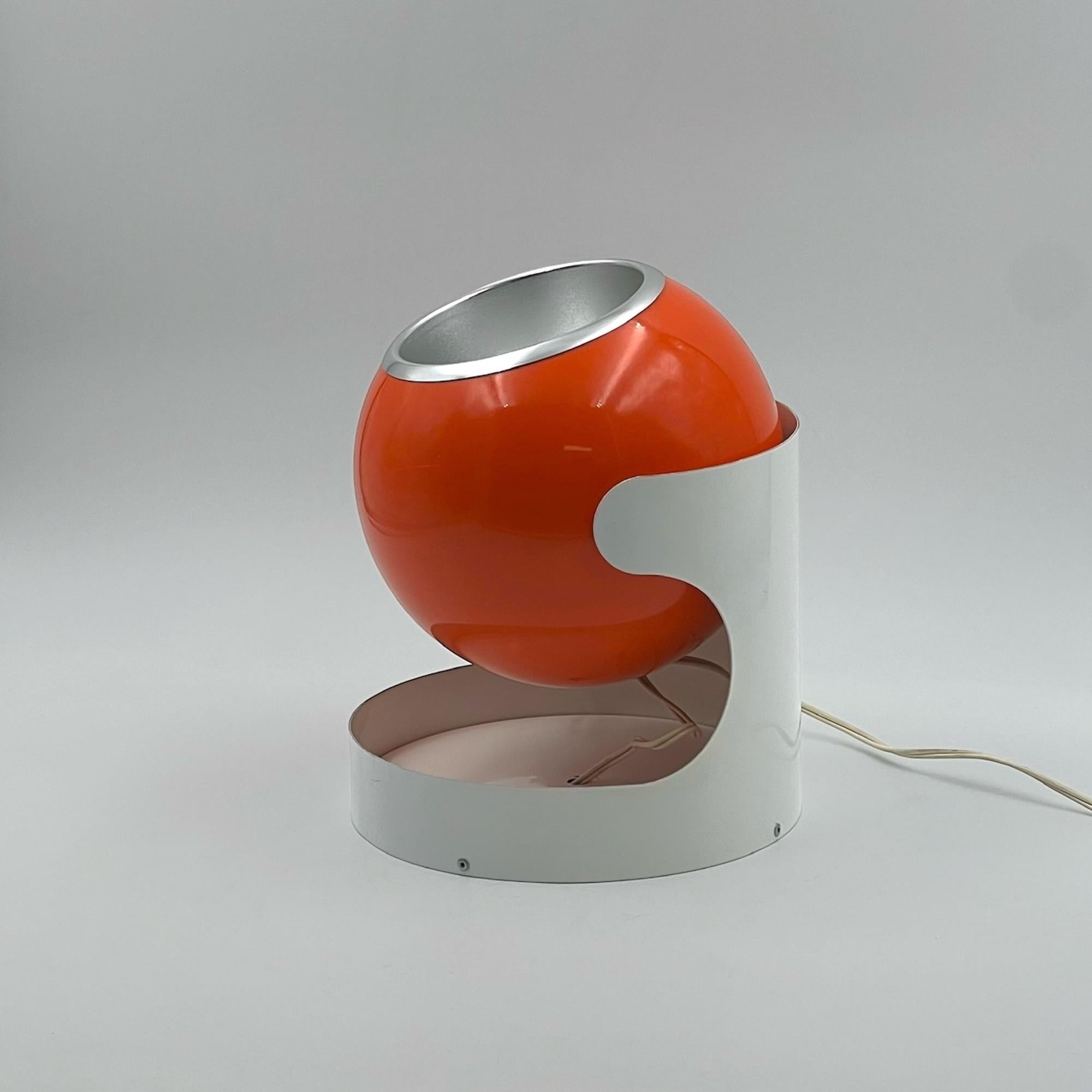 Large 70s Orange Eyeball Lamp by Luci Illuminazione - MCM Italian Design Light 6
