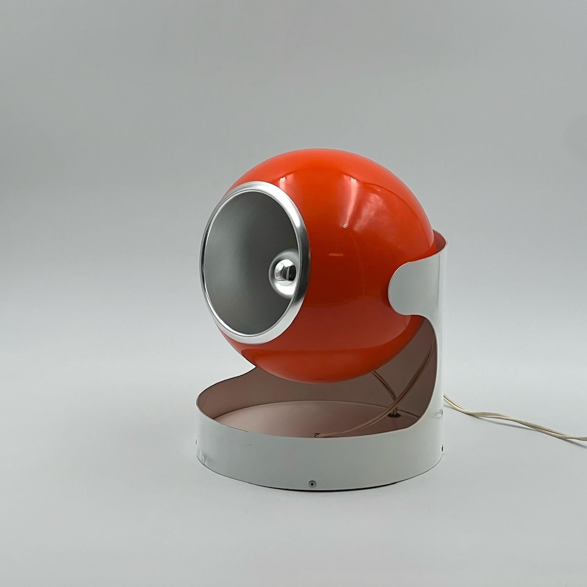Large 70s Orange Eyeball Lamp by Luci Illuminazione - MCM Italian Design Light 7