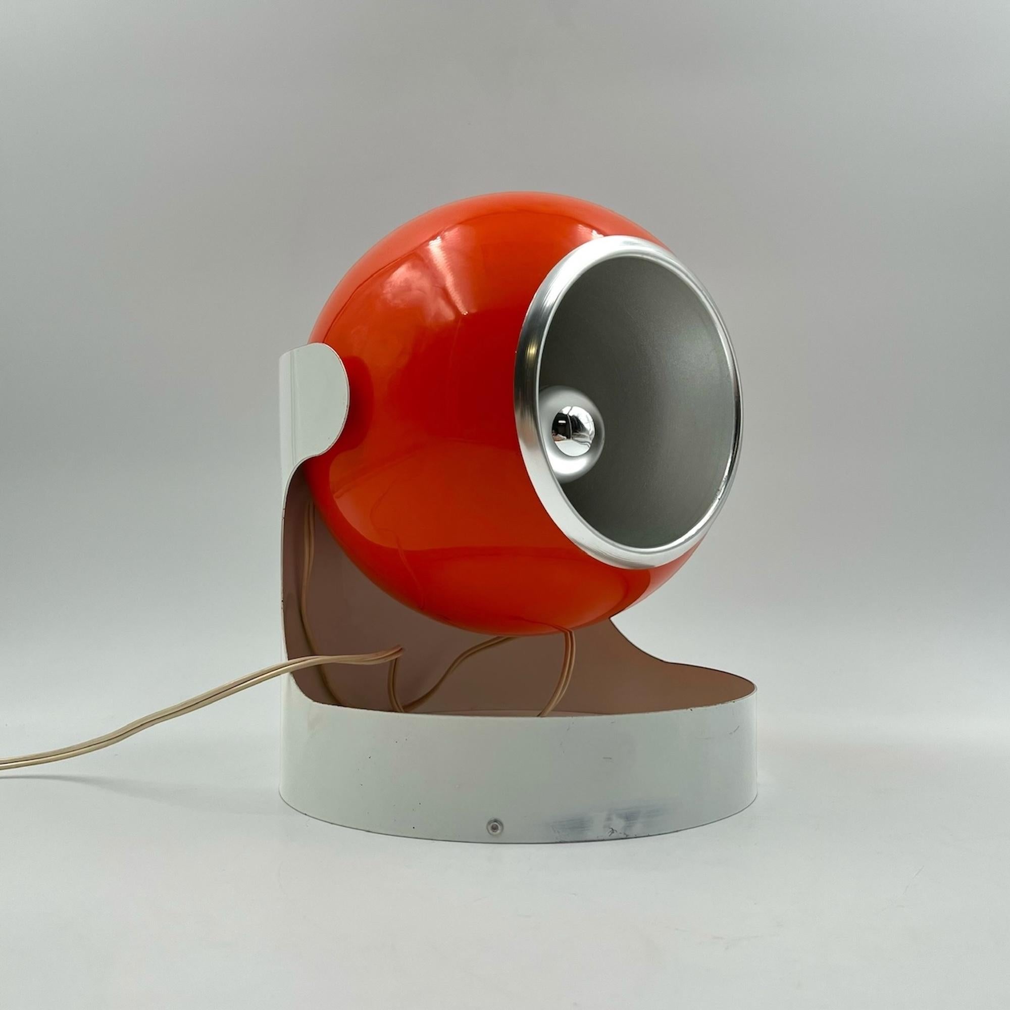 Space Age Large 70s Orange Eyeball Lamp by Luci Illuminazione - MCM Italian Design Light