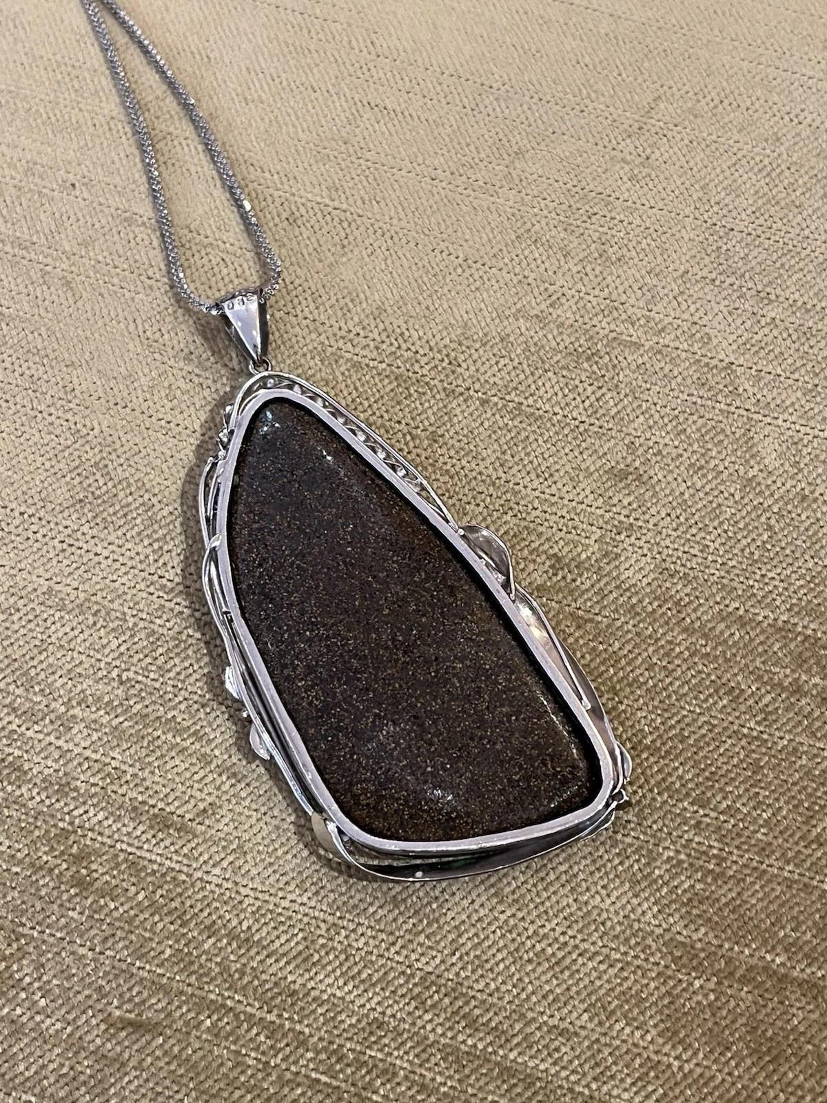 Collana con ciondolo Boulder Opale e Diamante grande da 72,85 ct in platino In condizioni ottime in vendita a La Jolla, CA