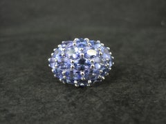 Grande bague cocktail en forme de dôme en argent sterling, sertie d'une tanzanite de 7,50 carats, taille 10