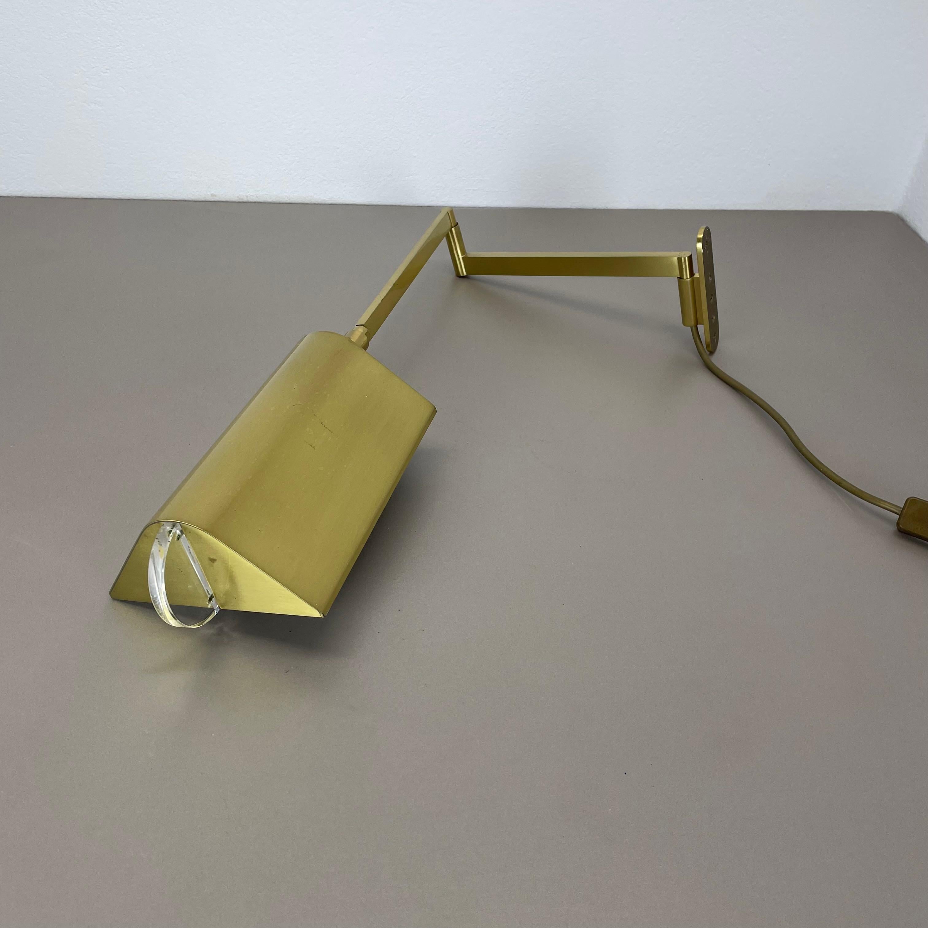 large 77cm Stilnovo Style OMI Swing Arm Brass Acryl glass Wall Light Italy 1970s For Sale 10