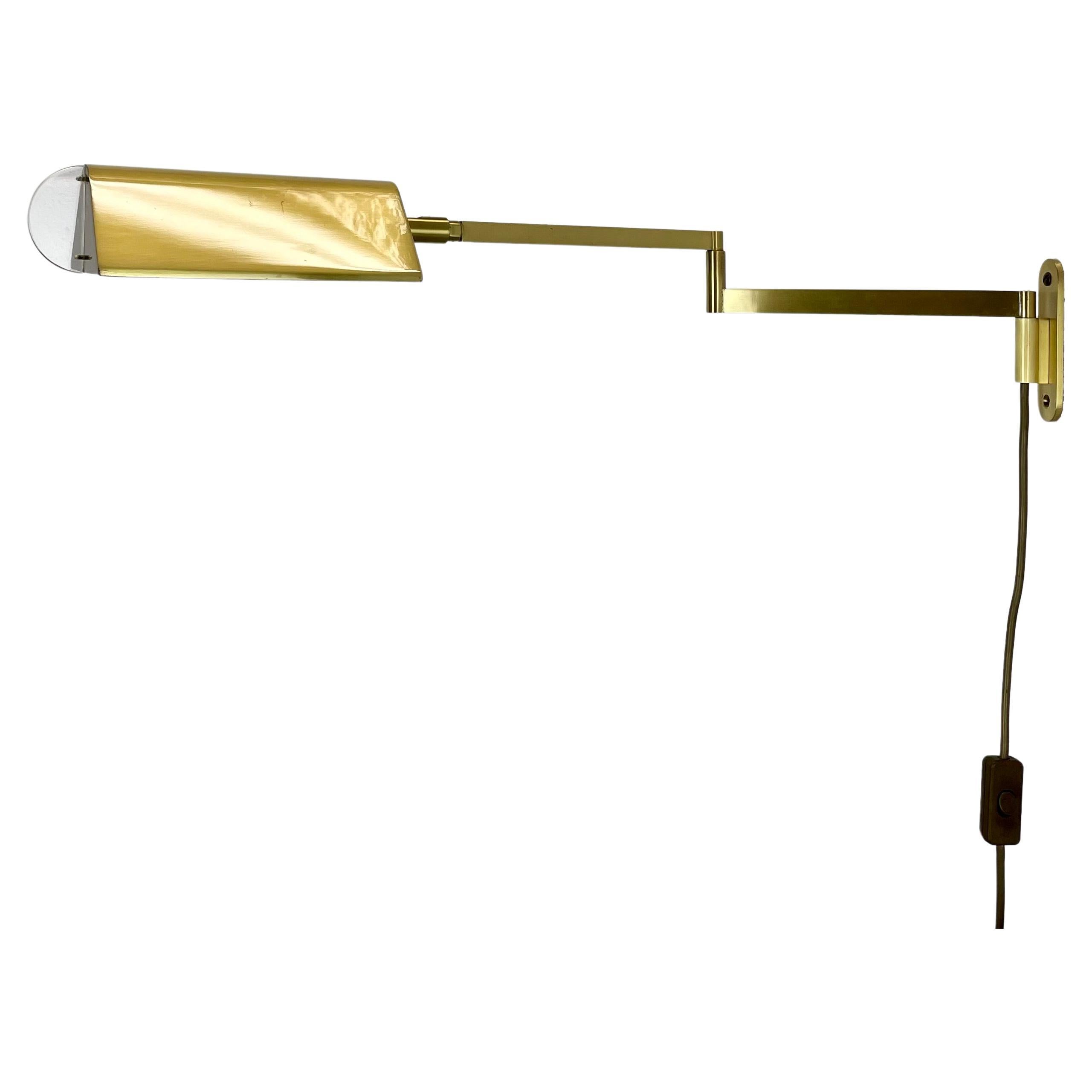 large 77cm Stilnovo Style OMI Swing Arm Brass Acryl glass Wall Light Italy 1970s