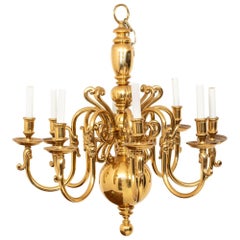 Vintage Large 8-Arm Brass Chandelier