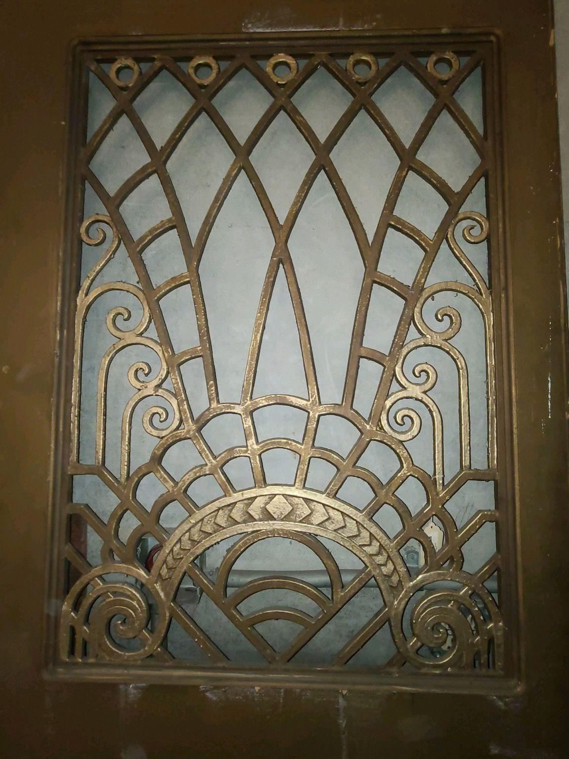 Large 8' Grand Hollywood Gold Painted Art Deco Double Doors In Excellent Condition For Sale In Van Nuys, CA