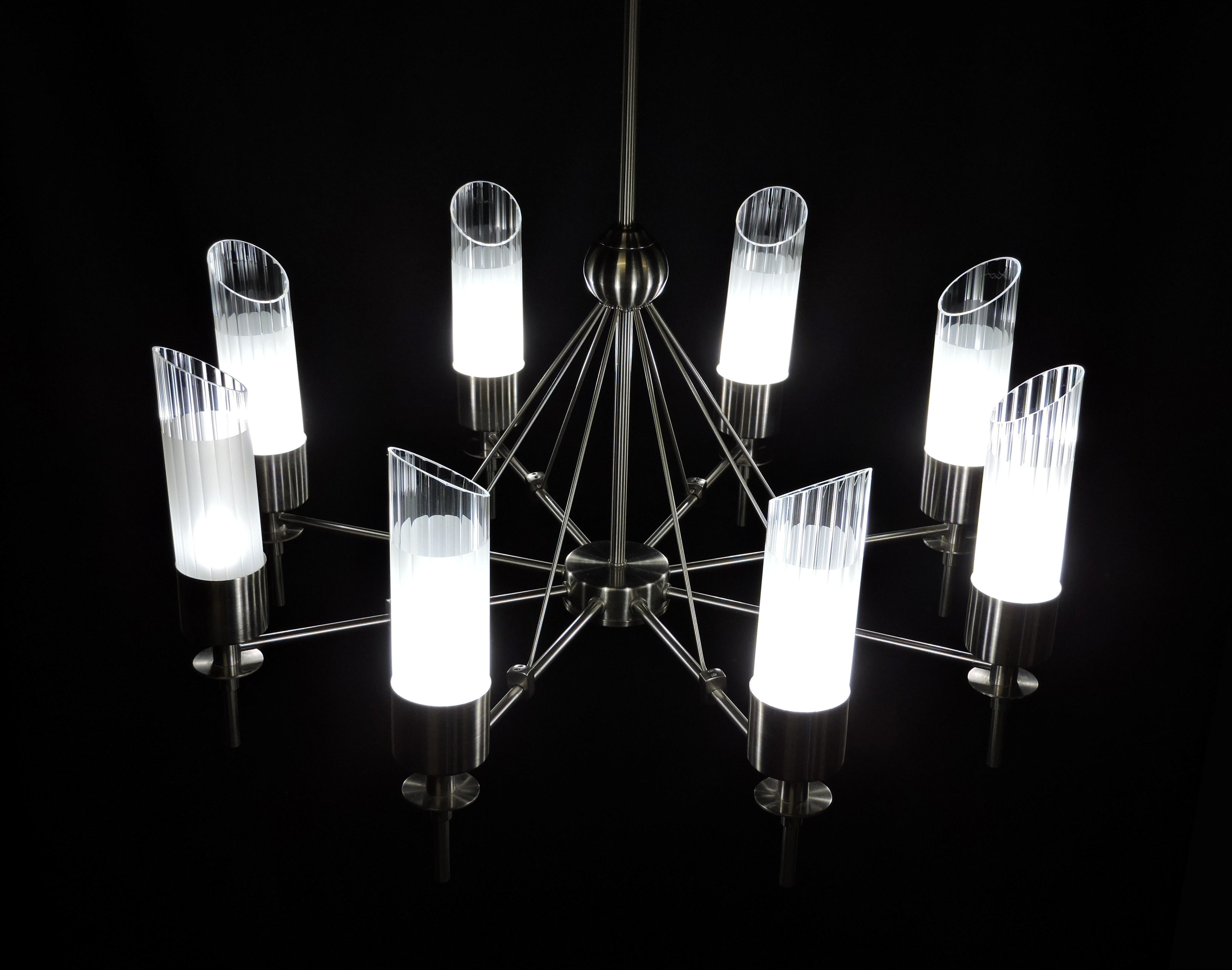 Large 8 Light Post Modern Luminaire Chandelier For Sale 3