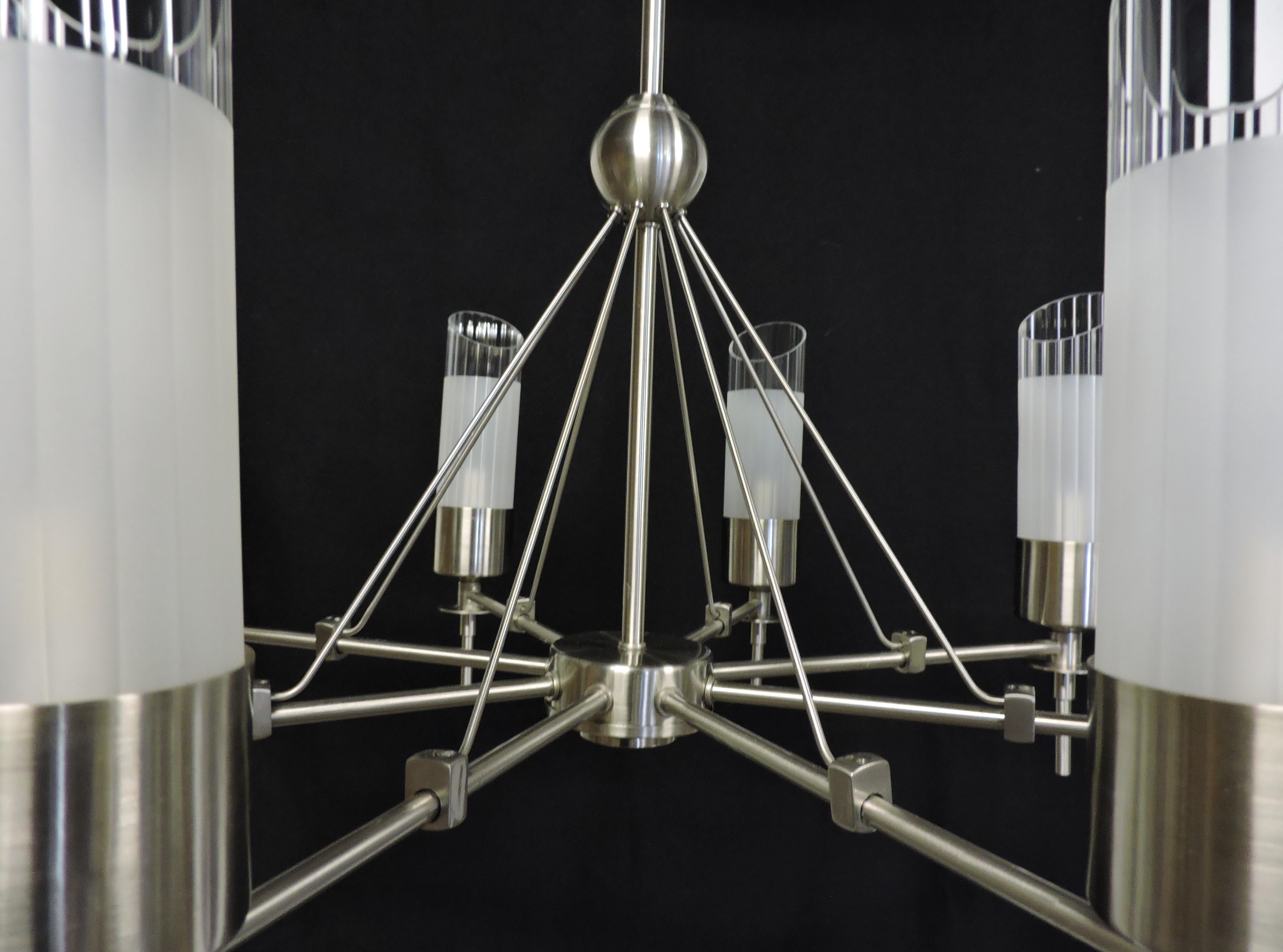 Large 8 Light Post Modern Luminaire Chandelier In Good Condition For Sale In Chesterfield, NJ