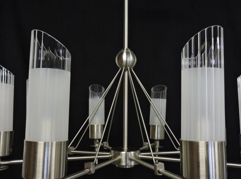 Late 20th Century Large 8 Light Post Modern Luminaire Chandelier For Sale