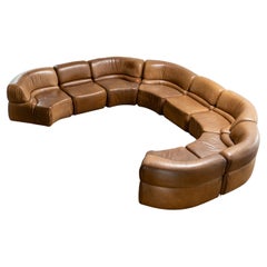 Large 8 Piece Sofa "Cosmos" DS 28 by Ulbald Klug & De Sede, Brown Leather, 1970s