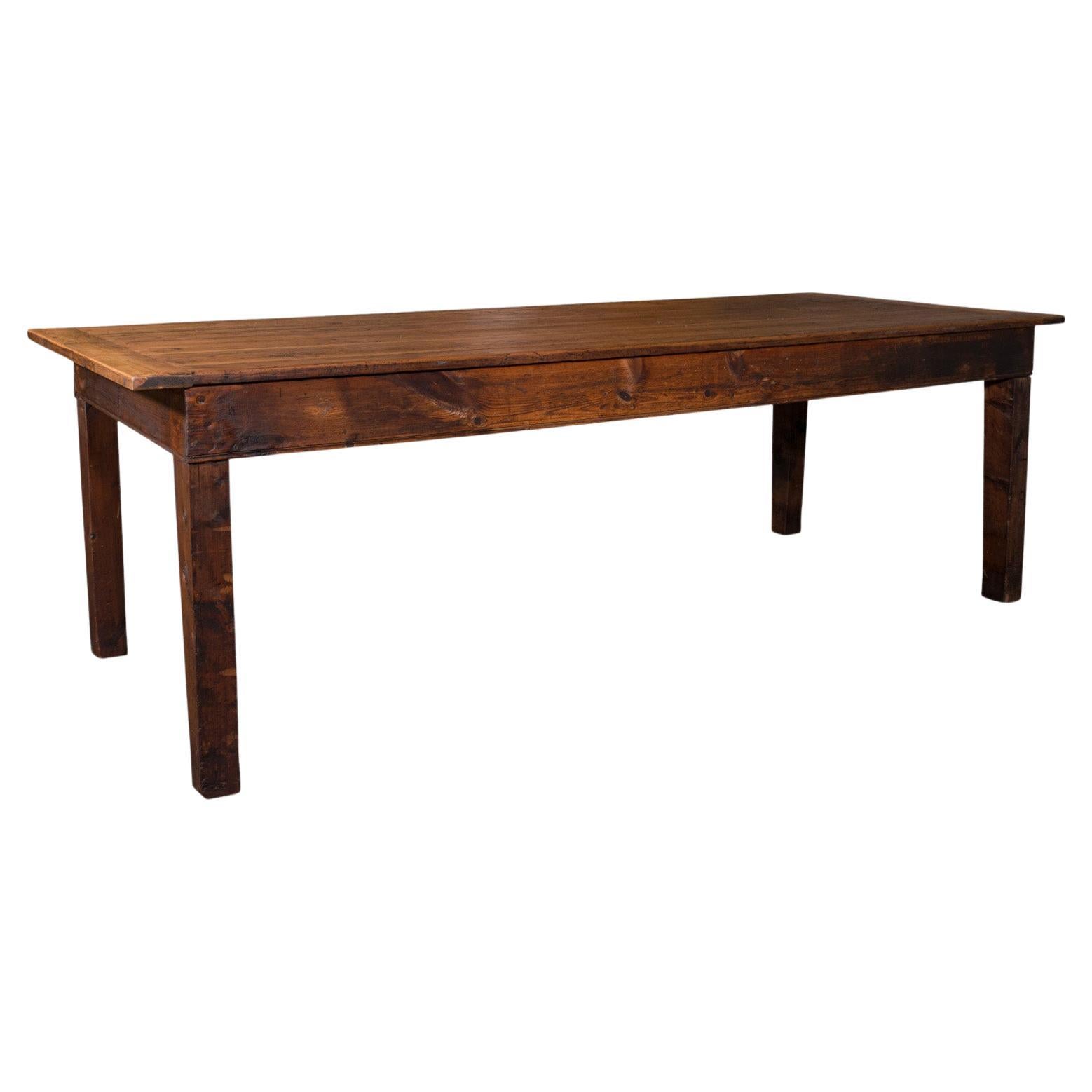 Large, 8 Seat Antique Dining Table, English, Pine, Country Kitchen, Victorian