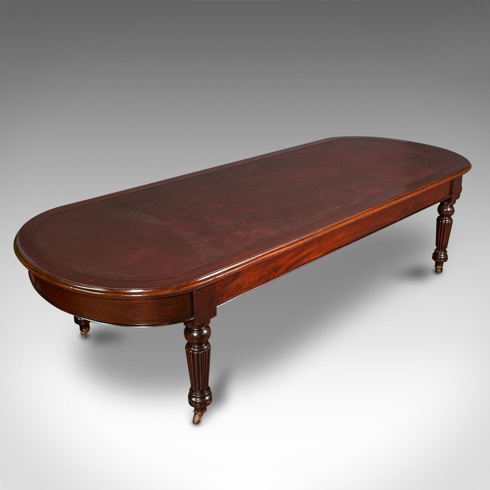 British Large 8 Seat Antique Library Table, Mahogany, Boardroom, Dining, Victorian, 1850 For Sale