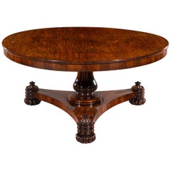 Antique Large 8-Seat George IV Late Regency 19th Century Circular Padouk Dining Table