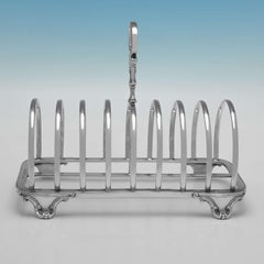 Large 8 Slice Hollding Antique Sterling Silver Toast Rack - Edinburgh 1843