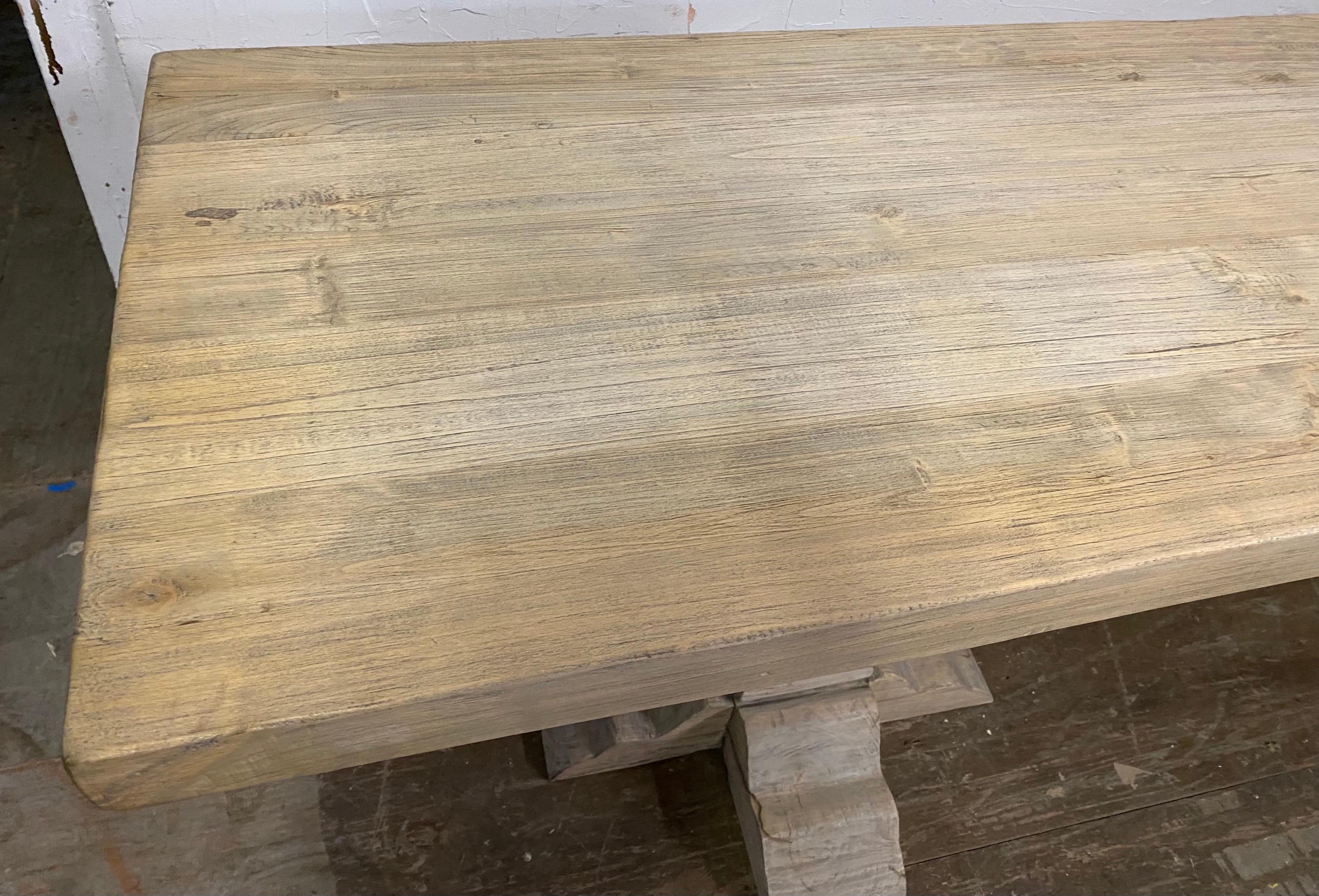 Swedish Style Plank Top Console or Dining Table In Good Condition For Sale In Sheffield, MA