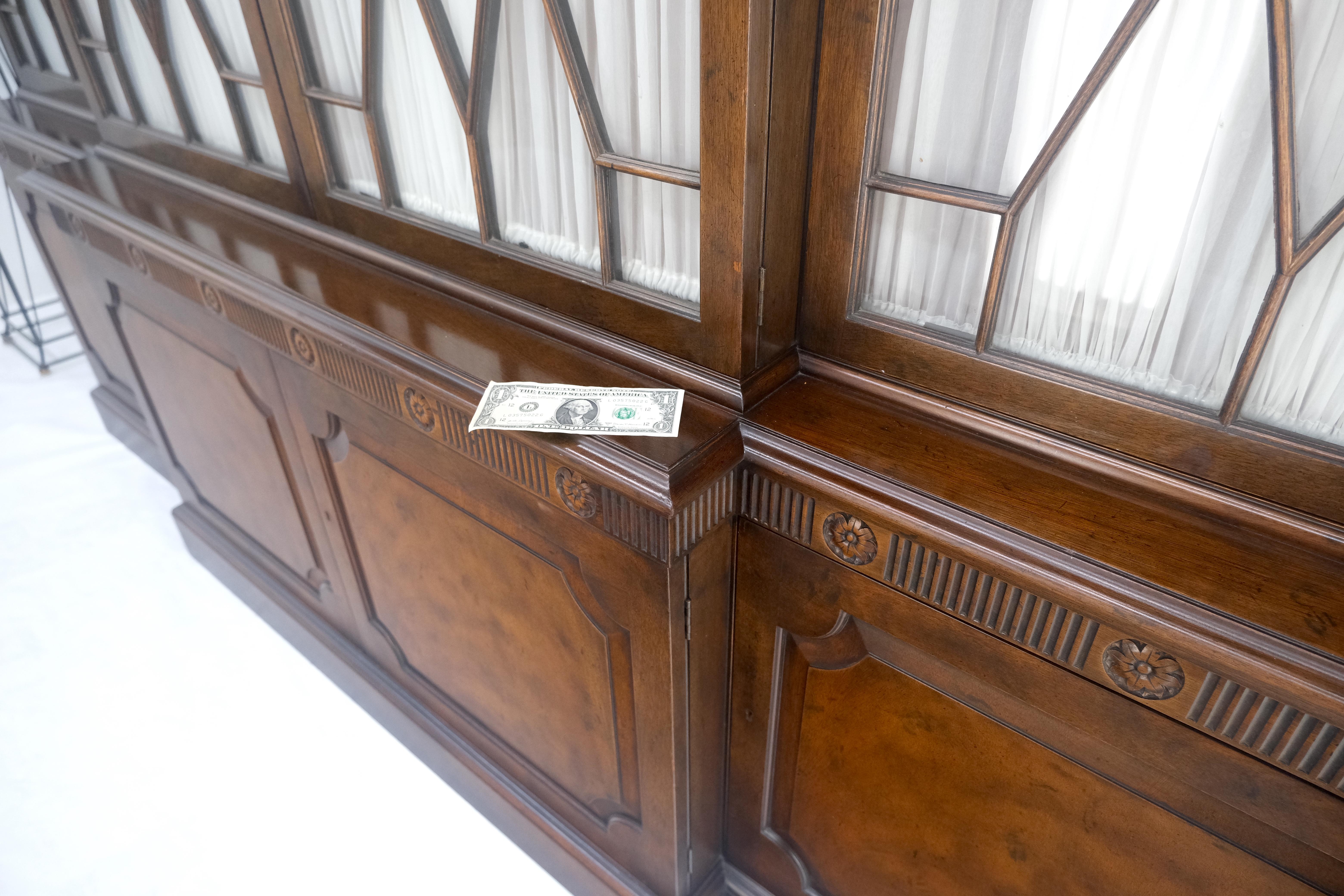 Large 8' Wide Mahogany Two Part individual Glass Panels Breakfront MINT For Sale 6
