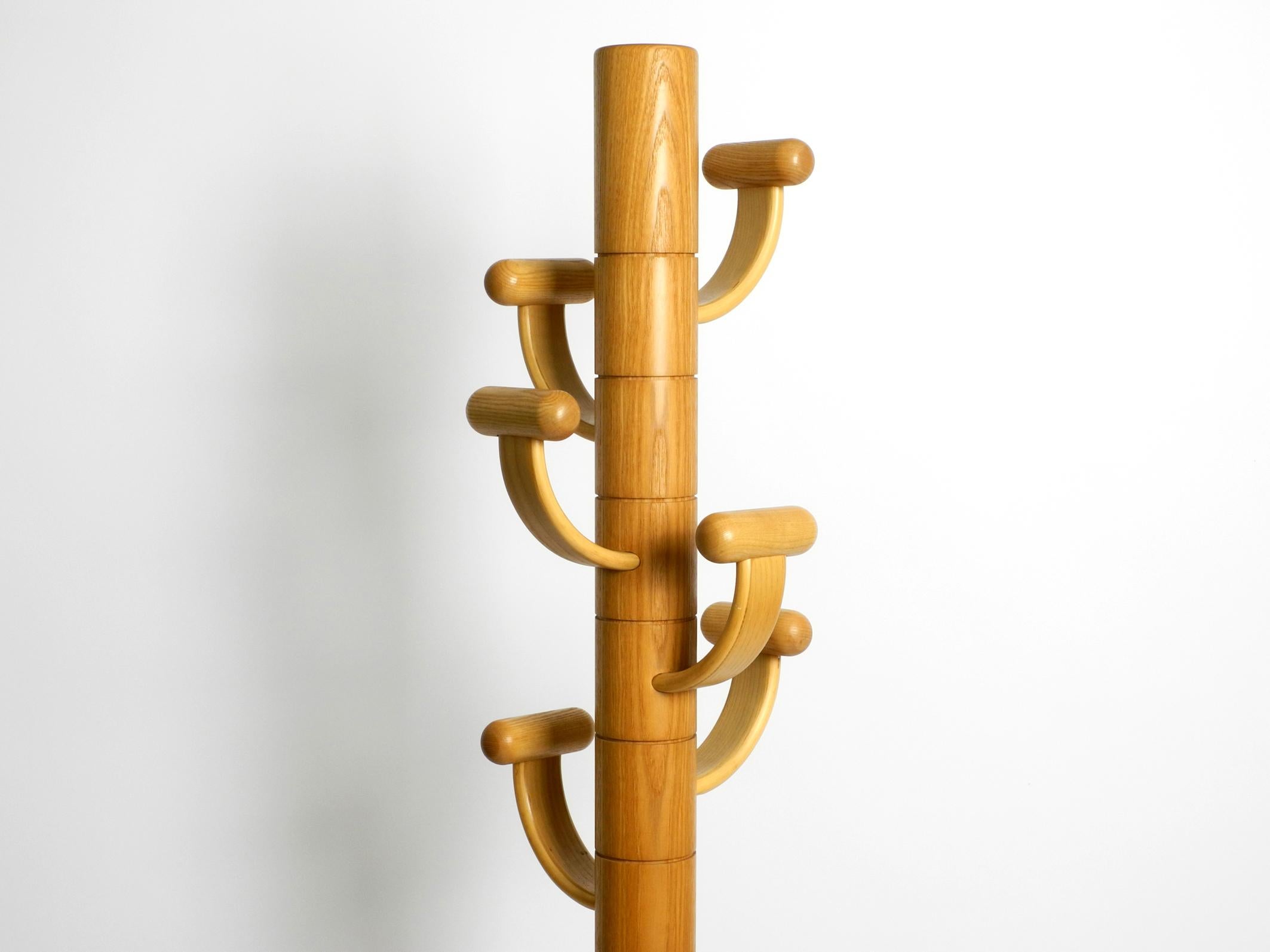 Post-Modern Large 80's postmodern standing coat rack made of solid oak wood from Italy For Sale