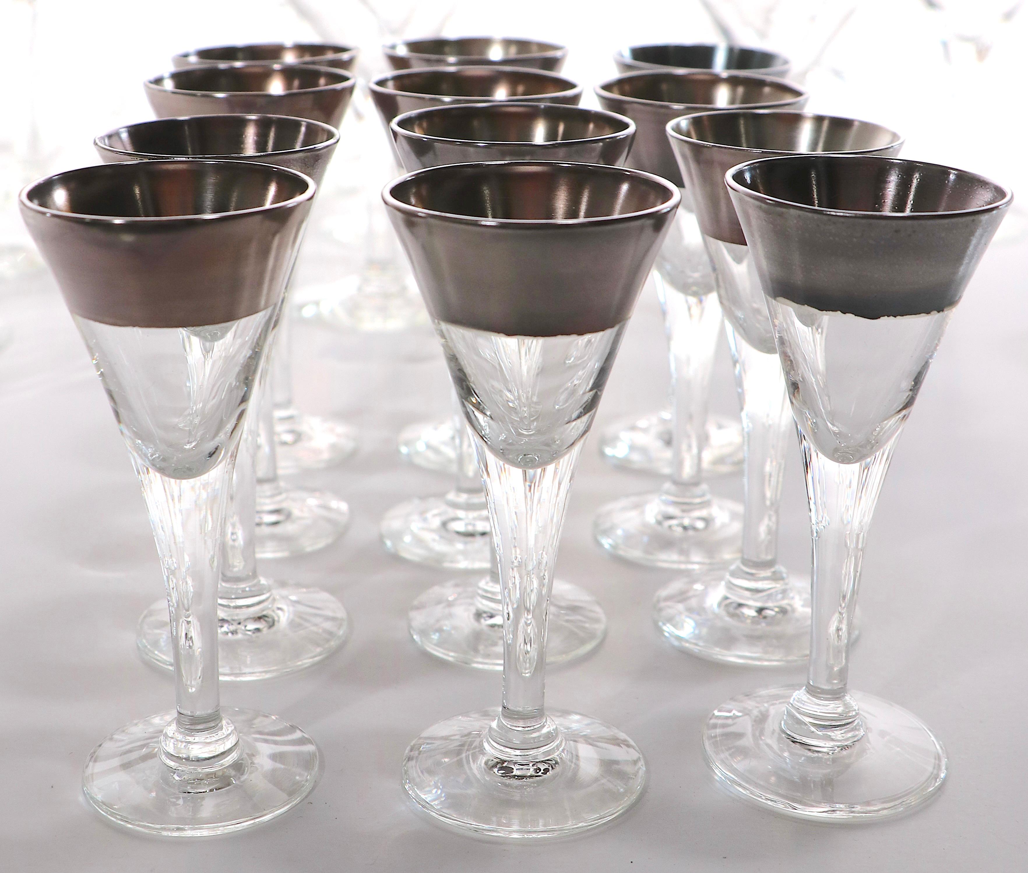 Large 82 Pc. Set of Silver Band Stemware Att. to Dorothy Thorpe For Sale 3