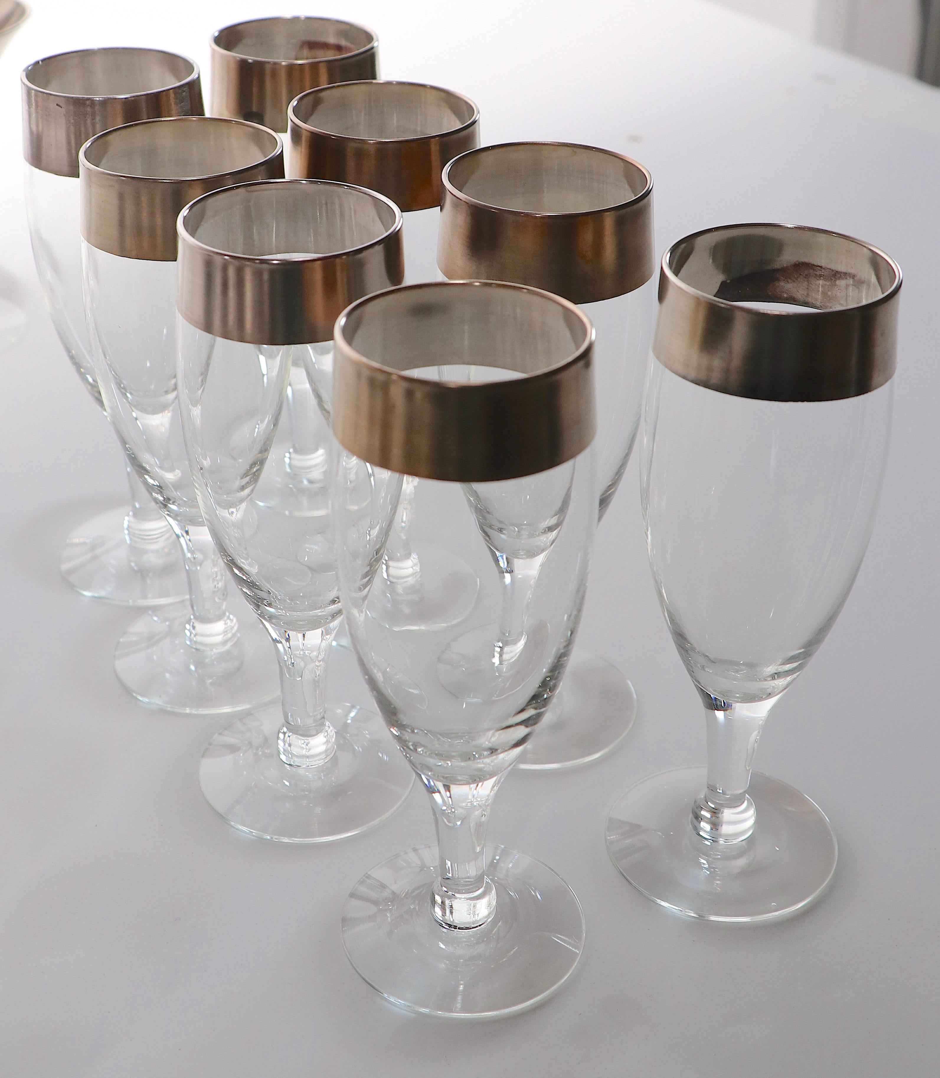 Large 82 Pc. Set of Silver Band Stemware Att. to Dorothy Thorpe For Sale 4