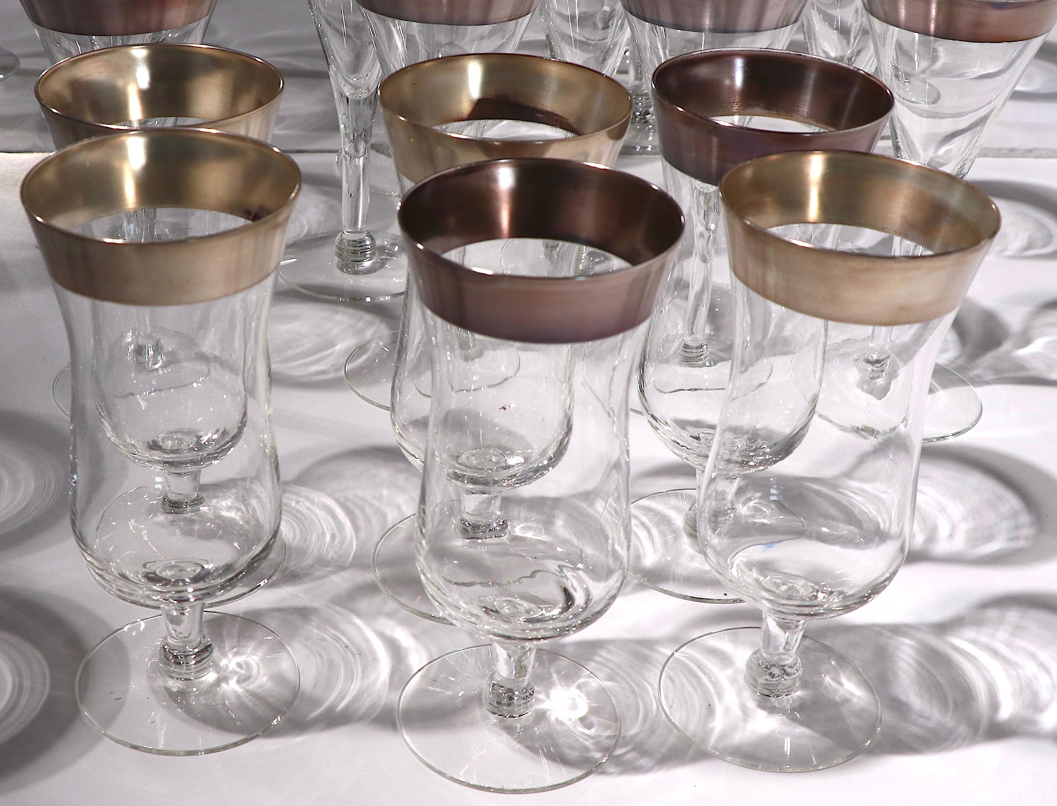 Large 82 Pc. Set of Silver Band Stemware Att. to Dorothy Thorpe For Sale 6