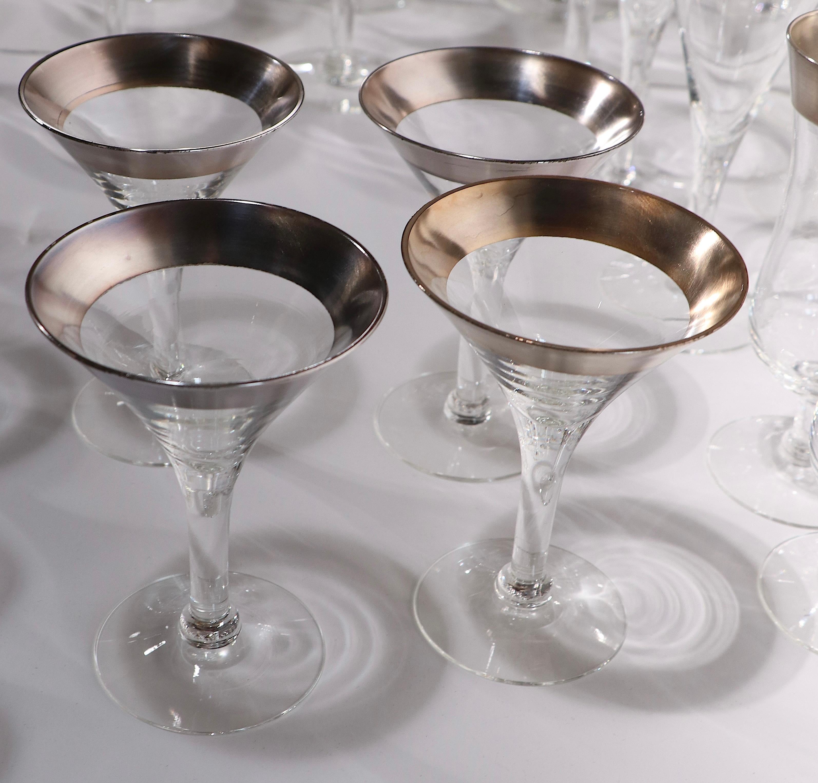 Large 82 Pc. Set of Silver Band Stemware Att. to Dorothy Thorpe For Sale 7