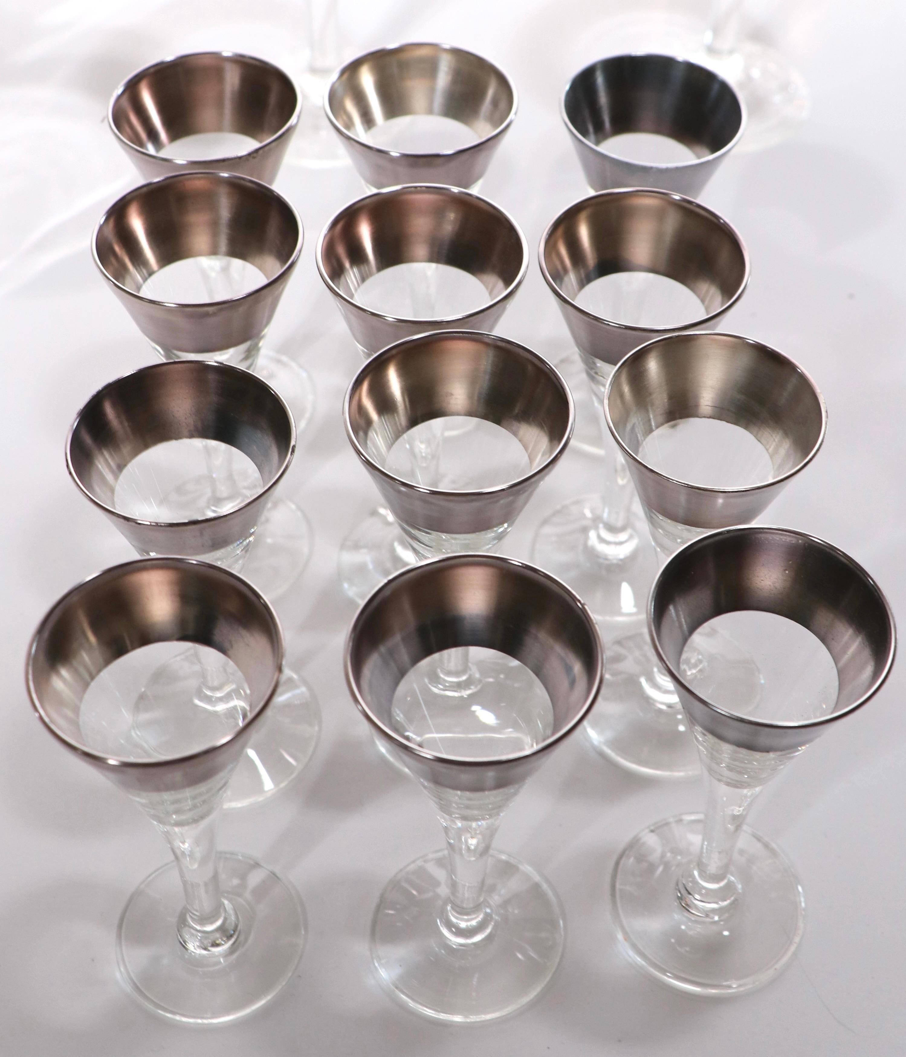 Large 82 Pc. Set of Silver Band Stemware Att. to Dorothy Thorpe For Sale 2