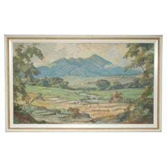 LARGE 83X132CM ERNEST DEZENTJE FRENCH JAVANESE DUTCH 1885-1972 OIL PAINTiNG
