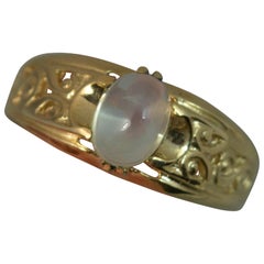 Large 9 Carat Gold and Moonstone Solitaire Ring