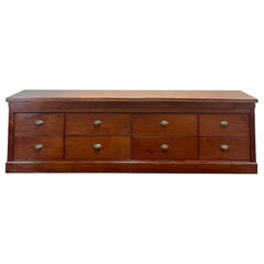 Large 9 Foot Mahogany Bank of 8 Deep Drawers English circa 1910 Console Kitchen