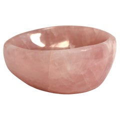 Large 9 lb Oval Rose Quartz Bowl 8.8"