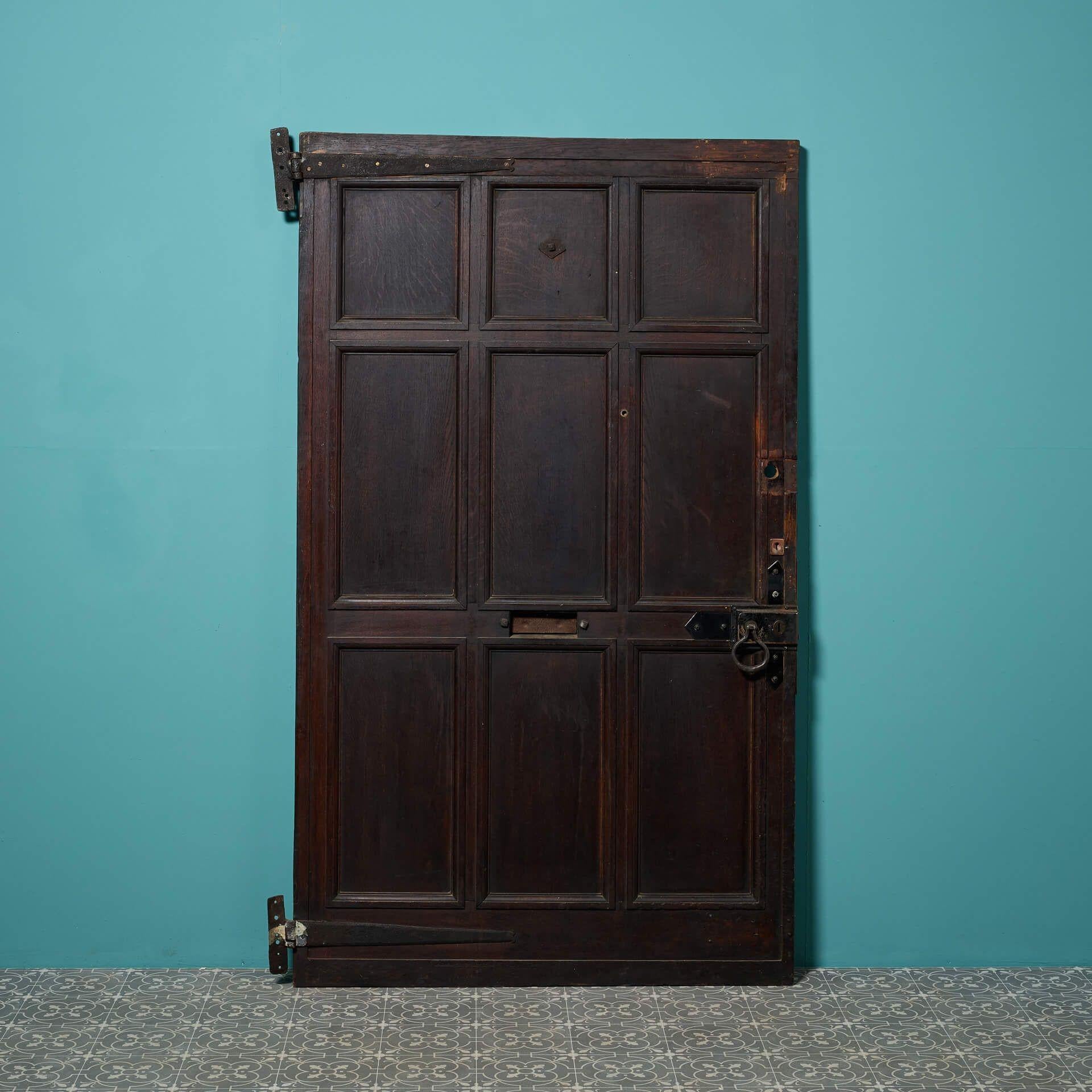 Chêne Grande porte d'entrée en chêne ancien à 9 panneaux en vente