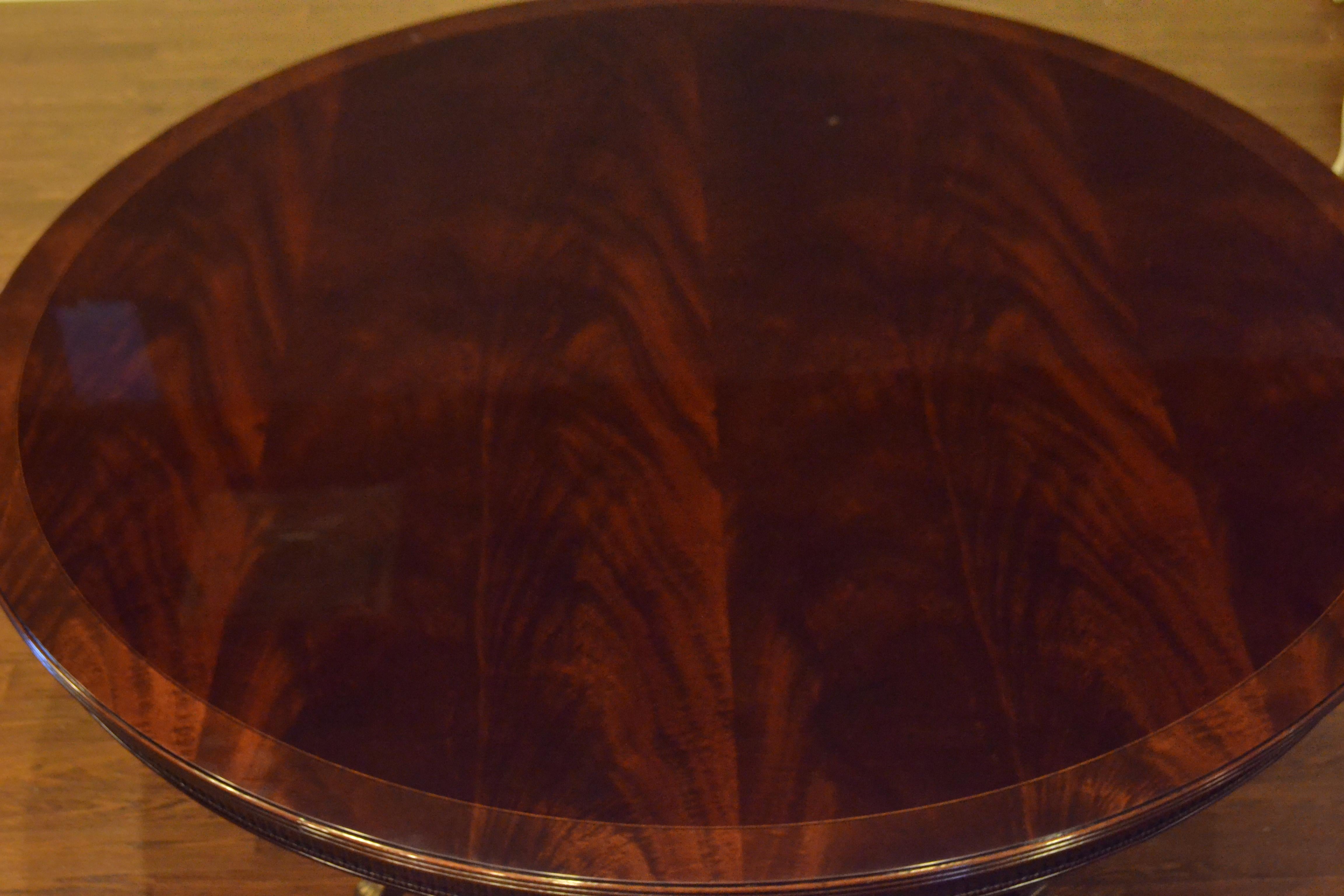 Acajou Grande table à manger ronde courte en acajou de style Régence par Leighton Hall en vente