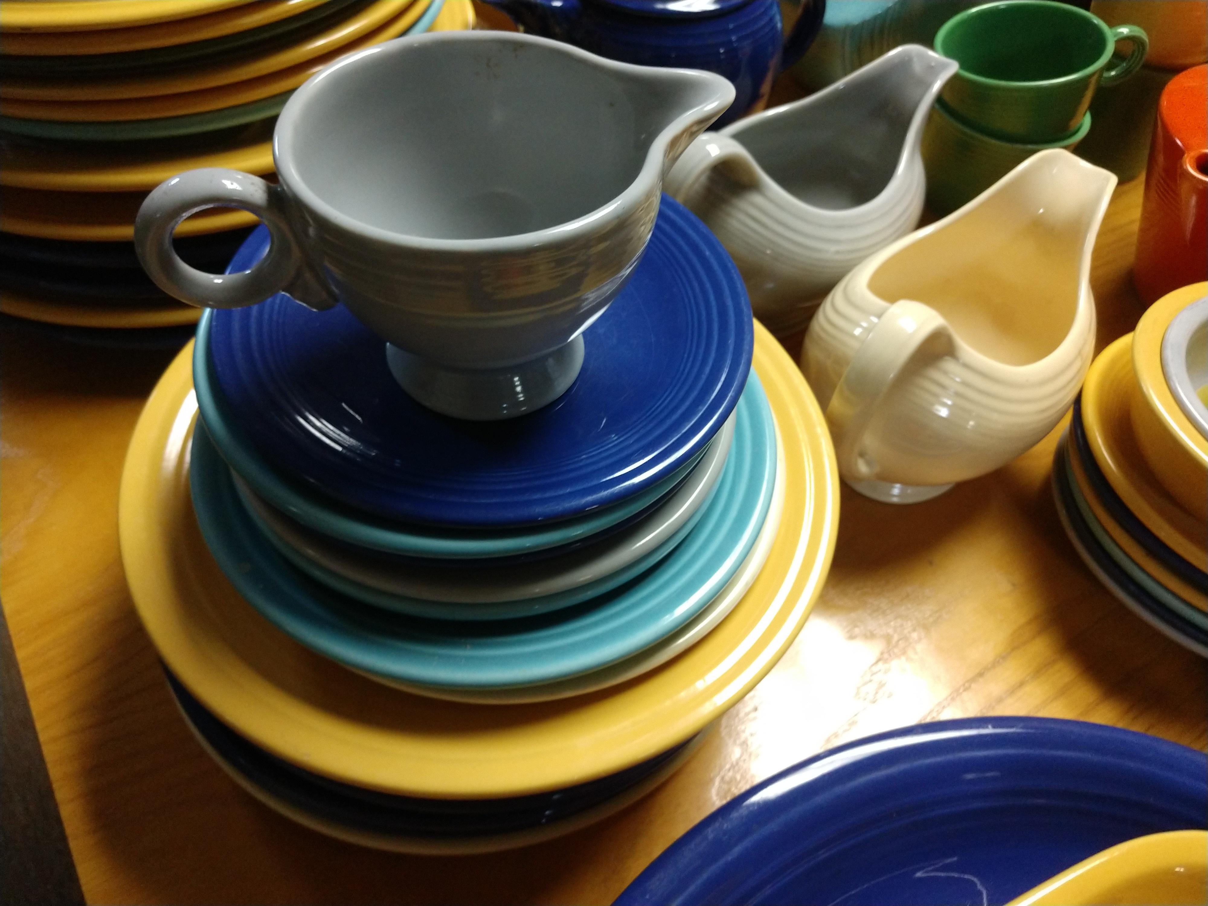 Art Deco Mid Century 80+ Pieces Fiesta Harlequin Riviera Collection-Rare Pieces Include For Sale