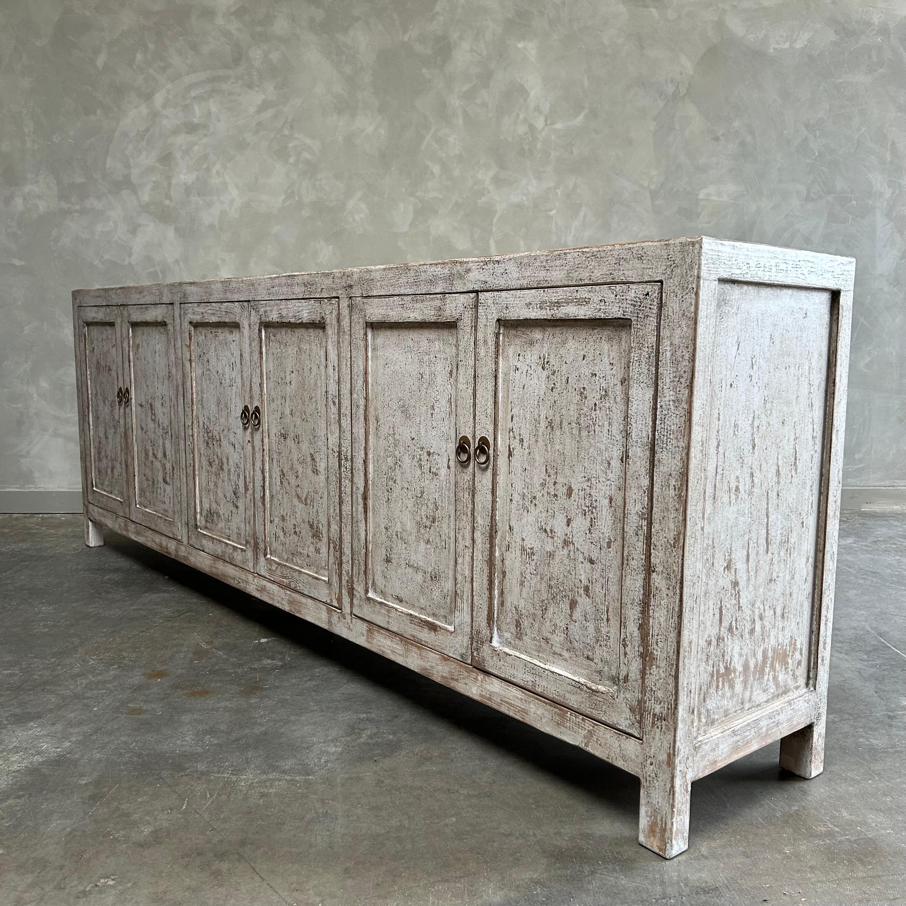 Large Reclaimed Wood Cabinet with 6 Doors For Sale 7