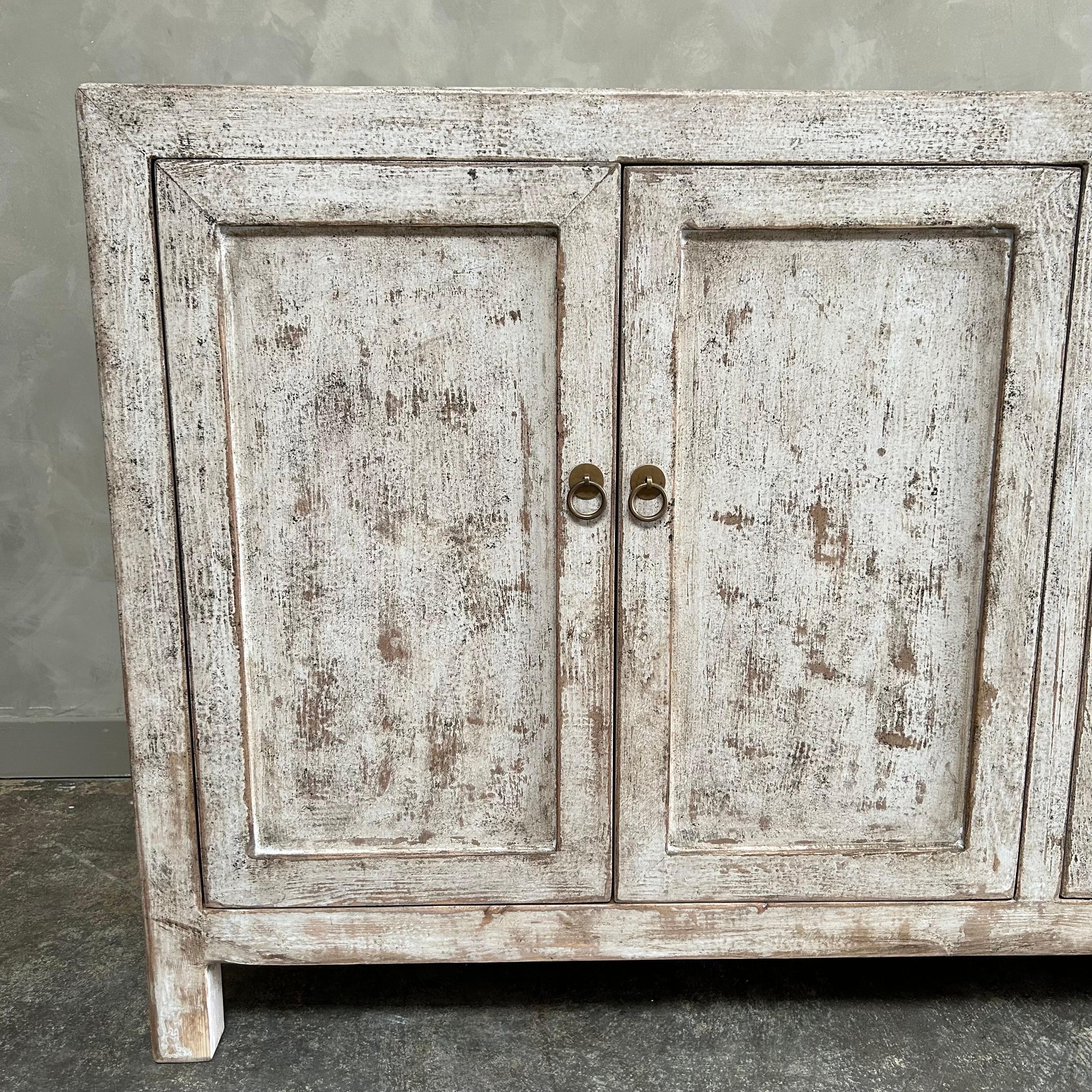 Contemporary Large Reclaimed Wood Cabinet with 6 Doors For Sale