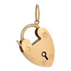 Large 9k Rose Gold Antique Victorian Heart Padlock Charm Pendant