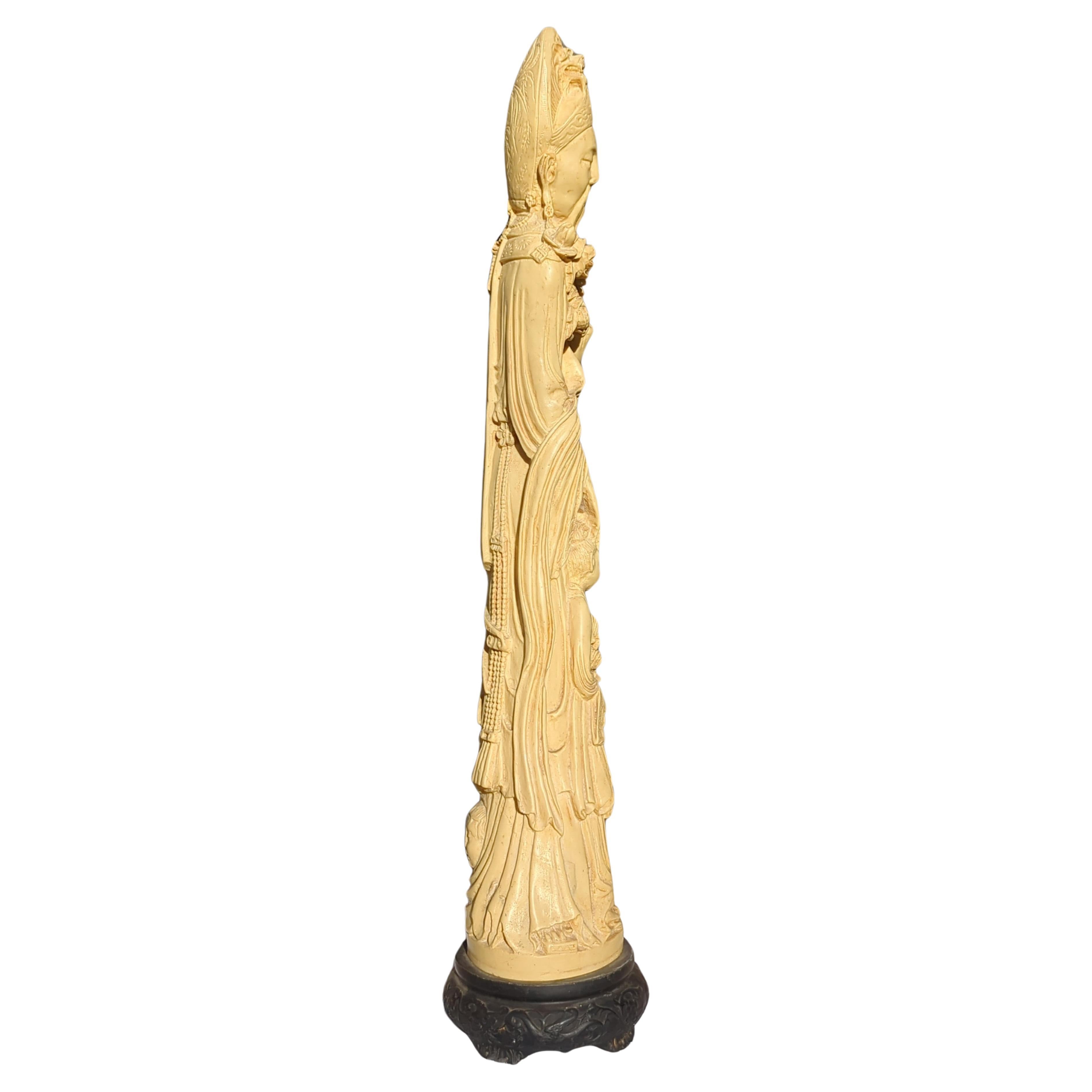 Chinese Export Large Italian A.Santini Faux Ivory Tusk Carving God of Longevity Chinoiserie 20c For Sale