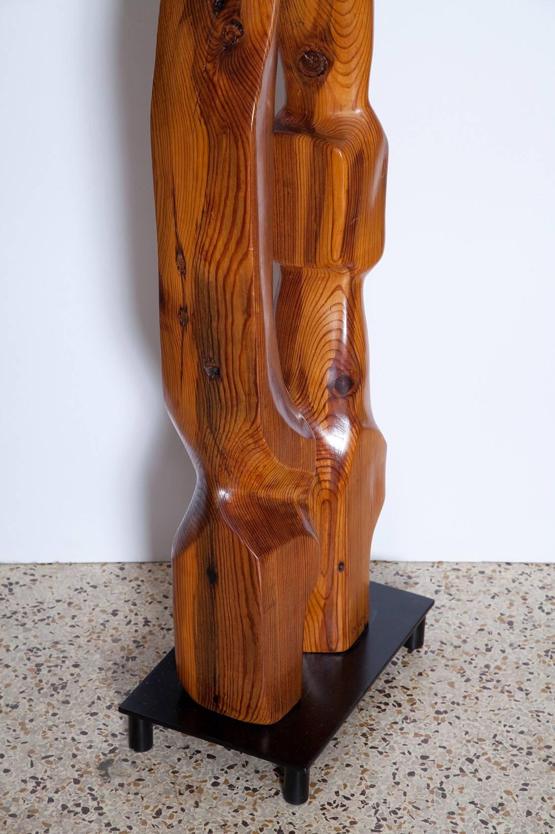 Large Abstract 1960s Pine Floor Sculpture, Signed Vancho 5