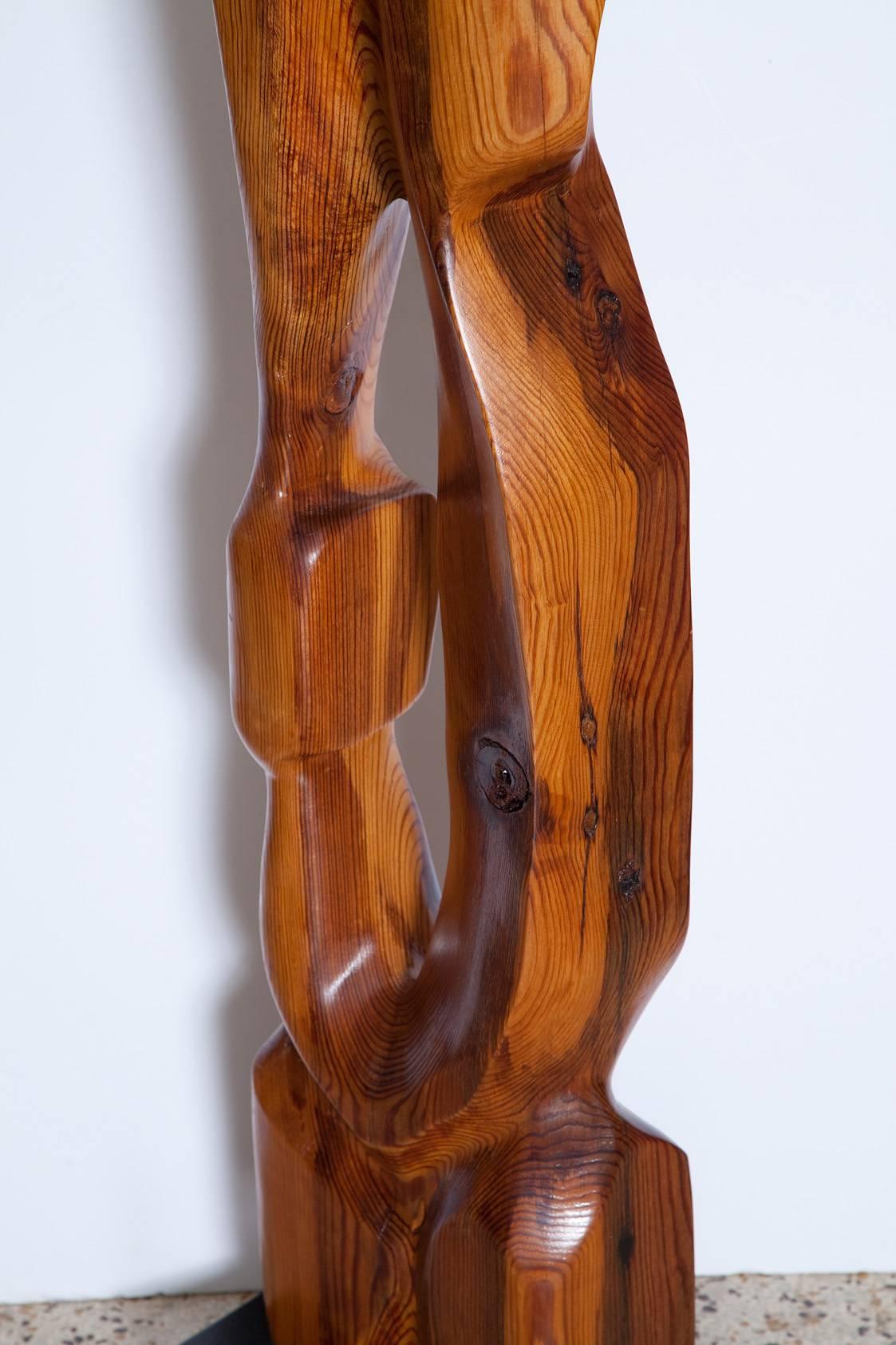 Organic Modern Large Abstract 1960s Pine Floor Sculpture, Signed Vancho