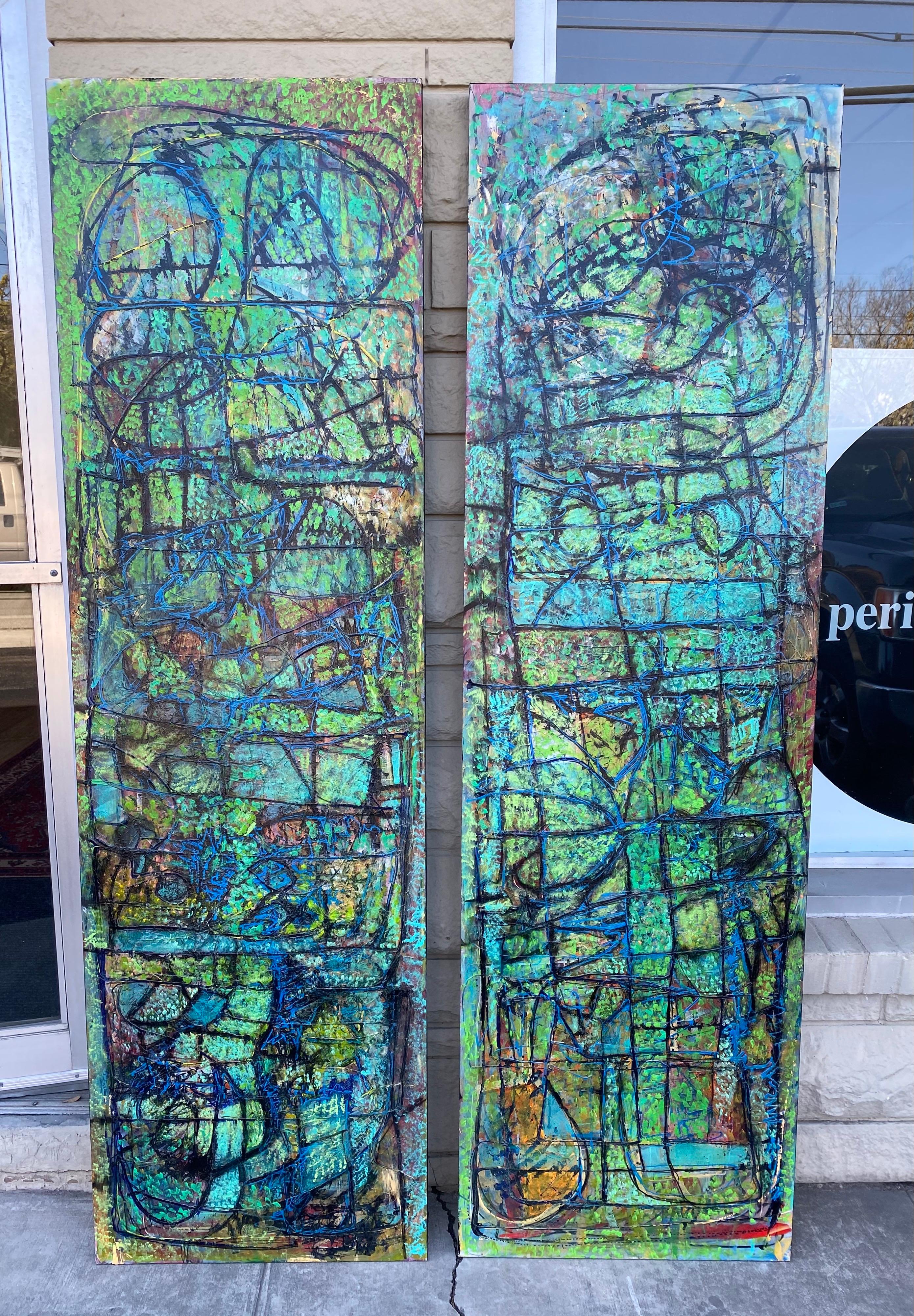 Large Abstract Acrylic on Panels by Texas Artist, Karl Lubbering 2