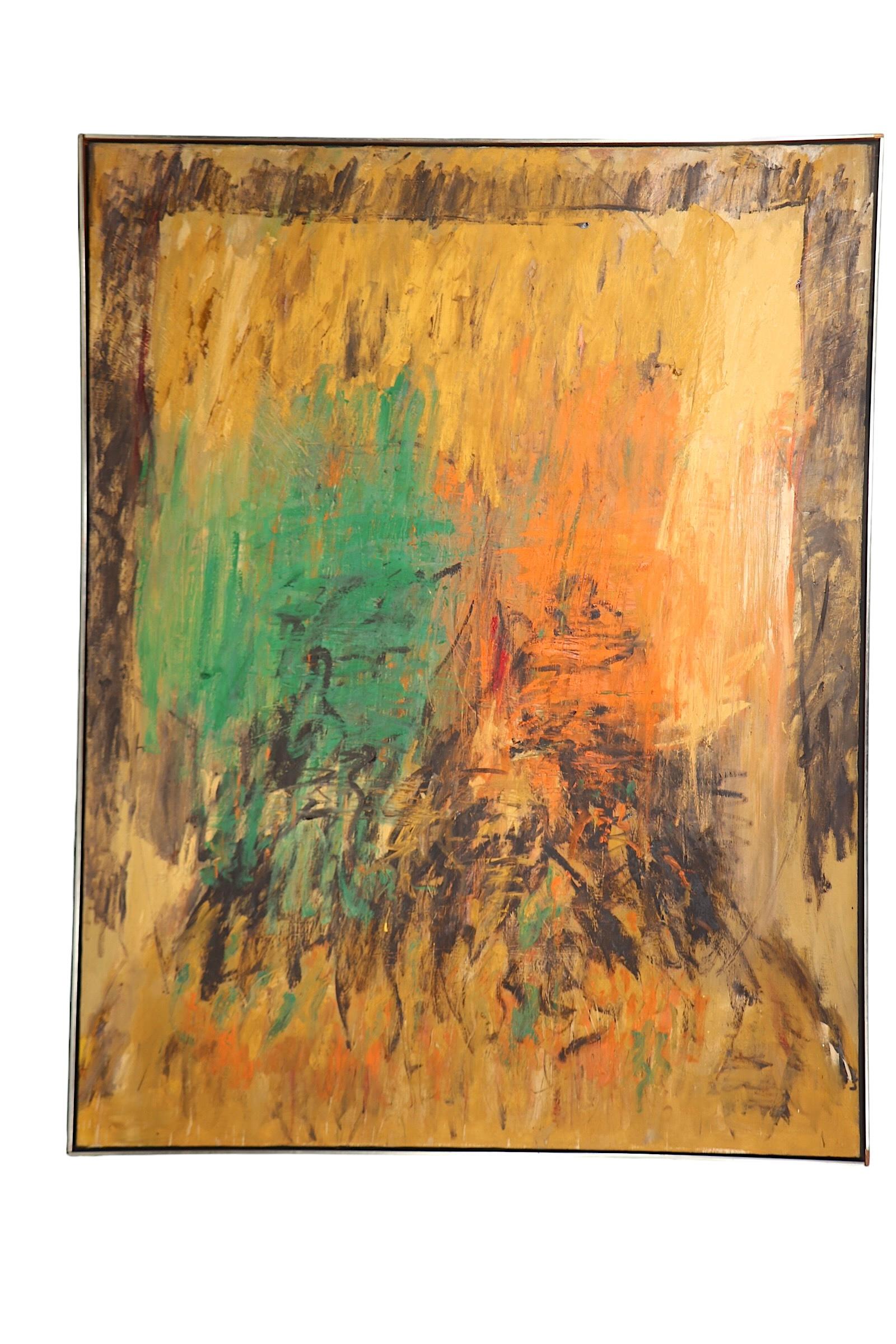 Large Abstract Acrylic Painting c 1950/1960's  by Jules Granowitter  In Good Condition For Sale In New York, NY