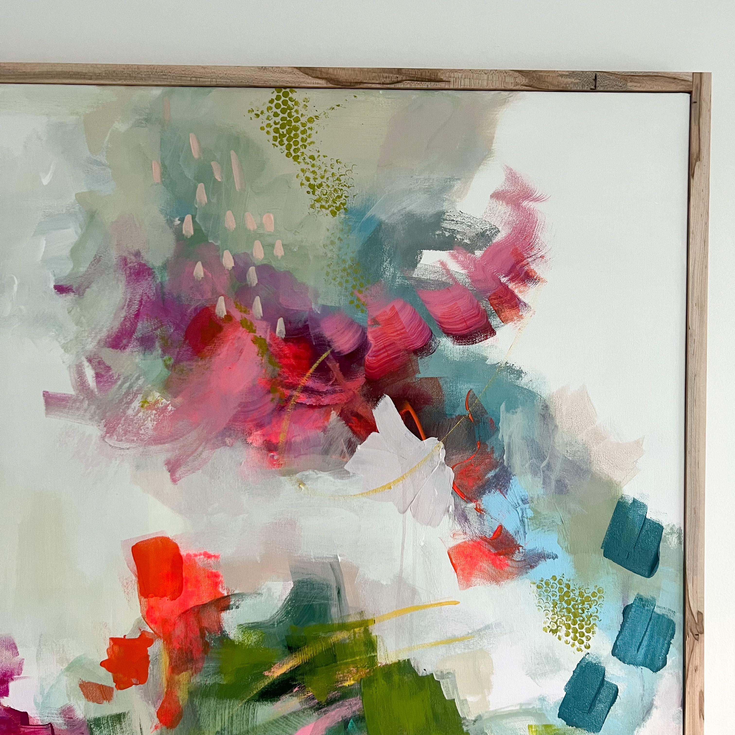 Large Abstract Art / Painting with Maple Frame, Acrylics on Canvas For