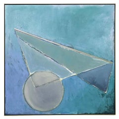 Großes abstraktes Blues Ölgemälde auf Leinwand von Edelman