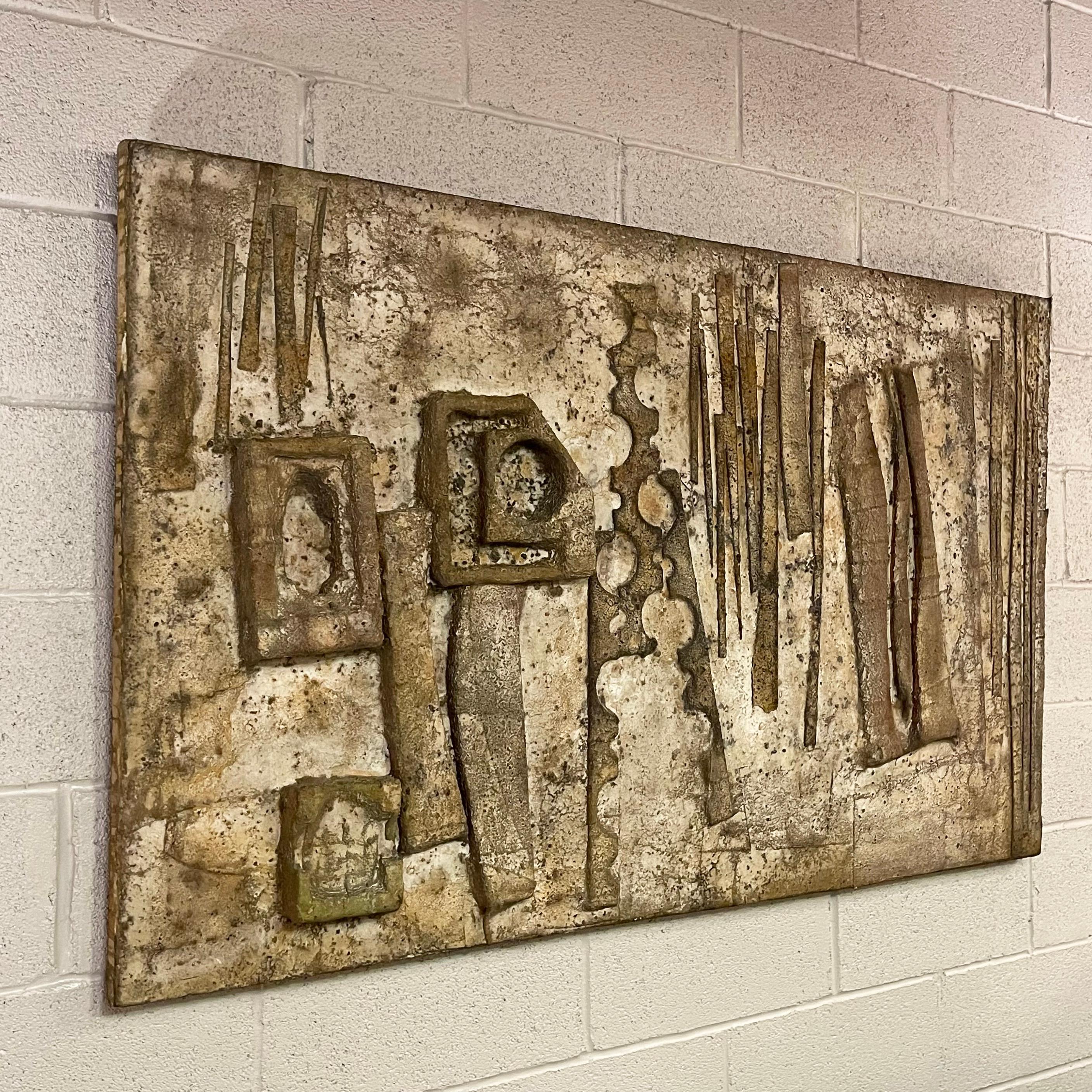 American Large Abstract Brutalist Wall Sculpture For Sale