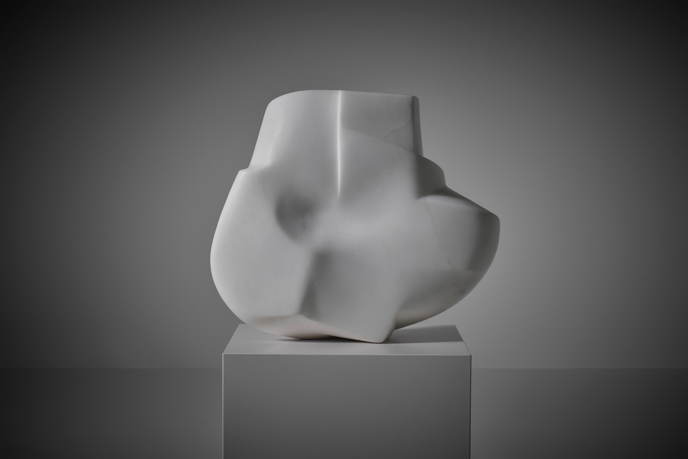 Belgian Large Abstract Carrara marble sculpture by André Eijberg, Belgium 1970s For Sale