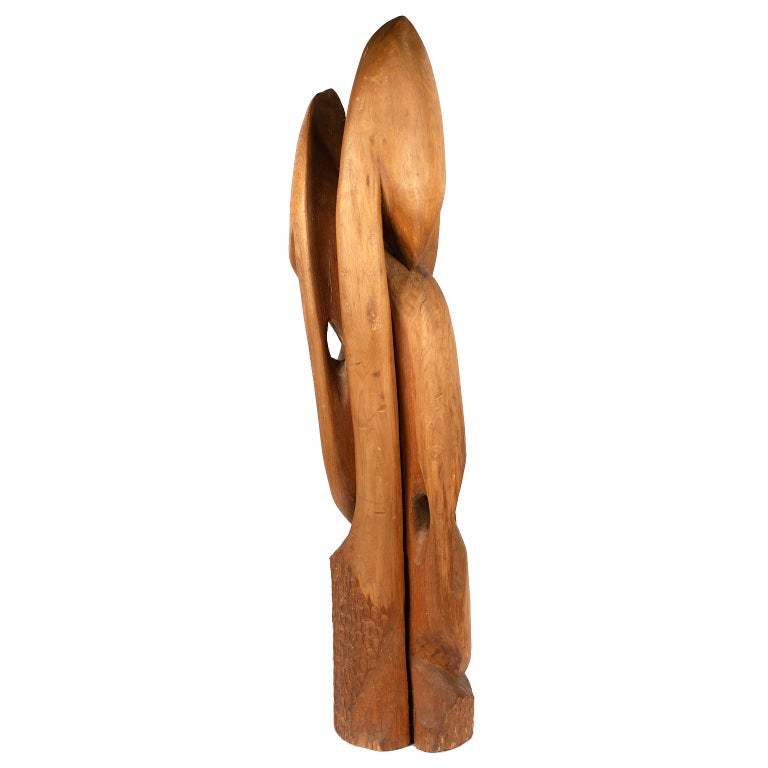 Large Abstract Carved Wood Sculpture  In Good Condition For Sale In Toronto, ON