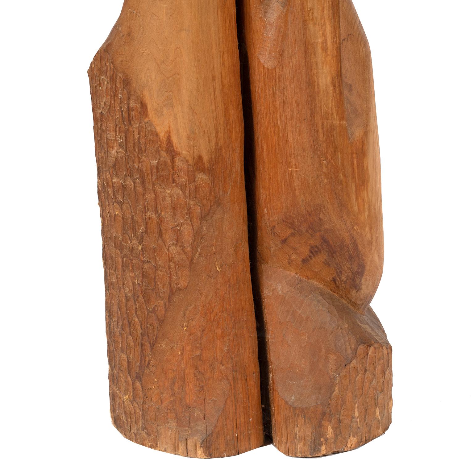 Mid-20th Century Large Abstract Carved Wood Sculpture 