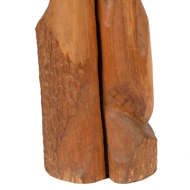Mid-20th Century Large Abstract Carved Wood Sculpture  For Sale