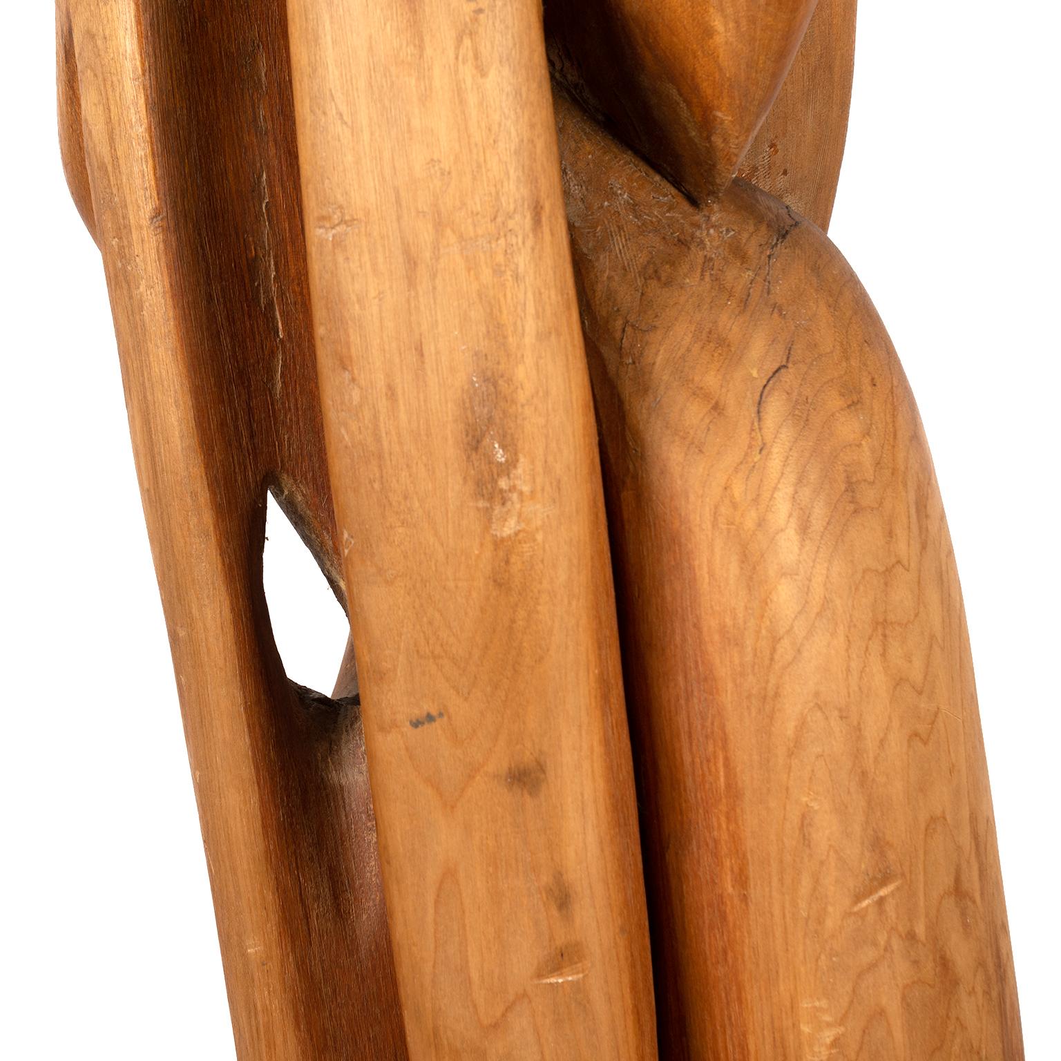 Large Abstract Carved Wood Sculpture  1