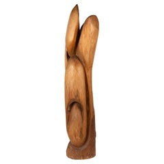 Large Abstract Carved Wood Sculpture 